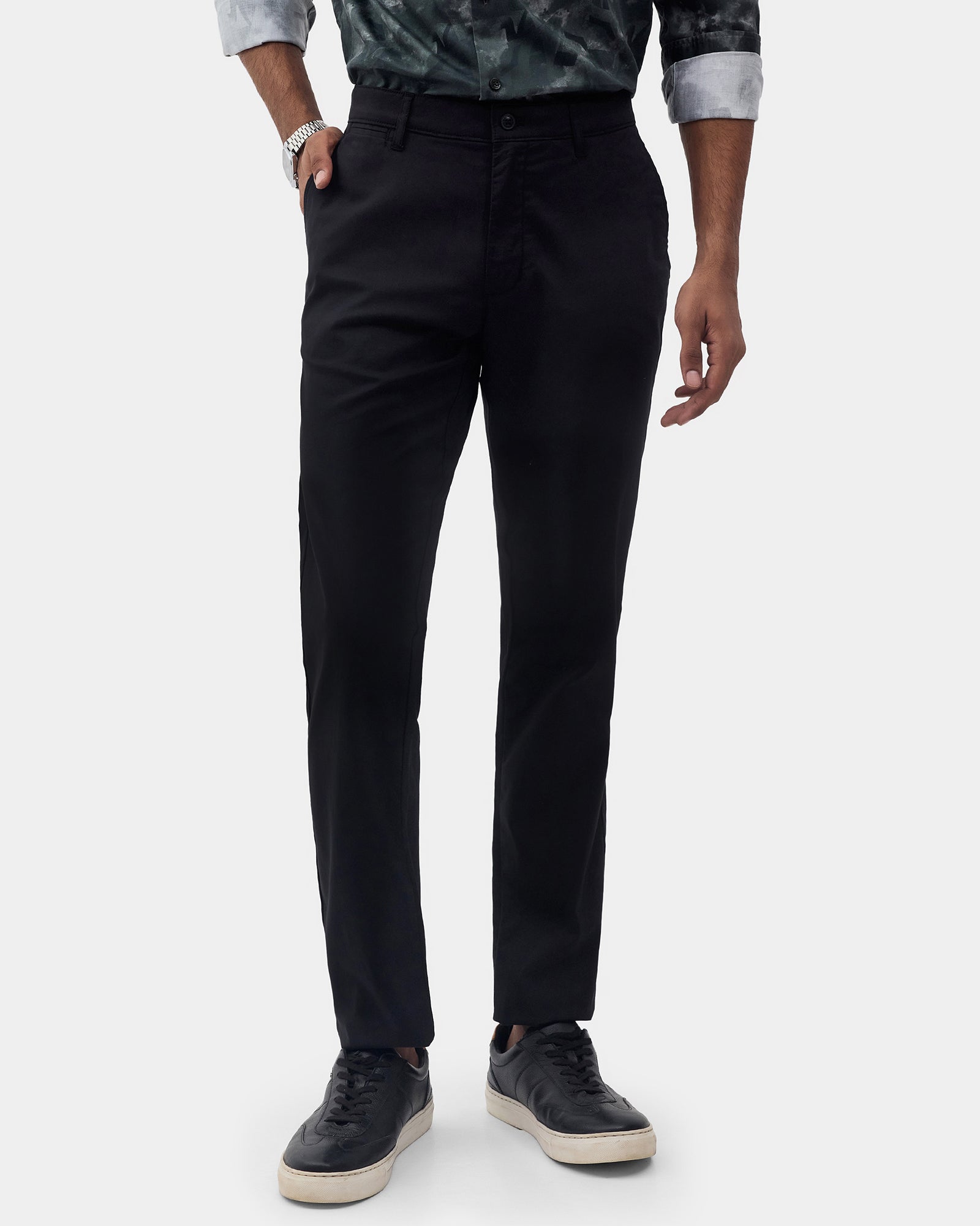 Black Textured Khakis - Etna