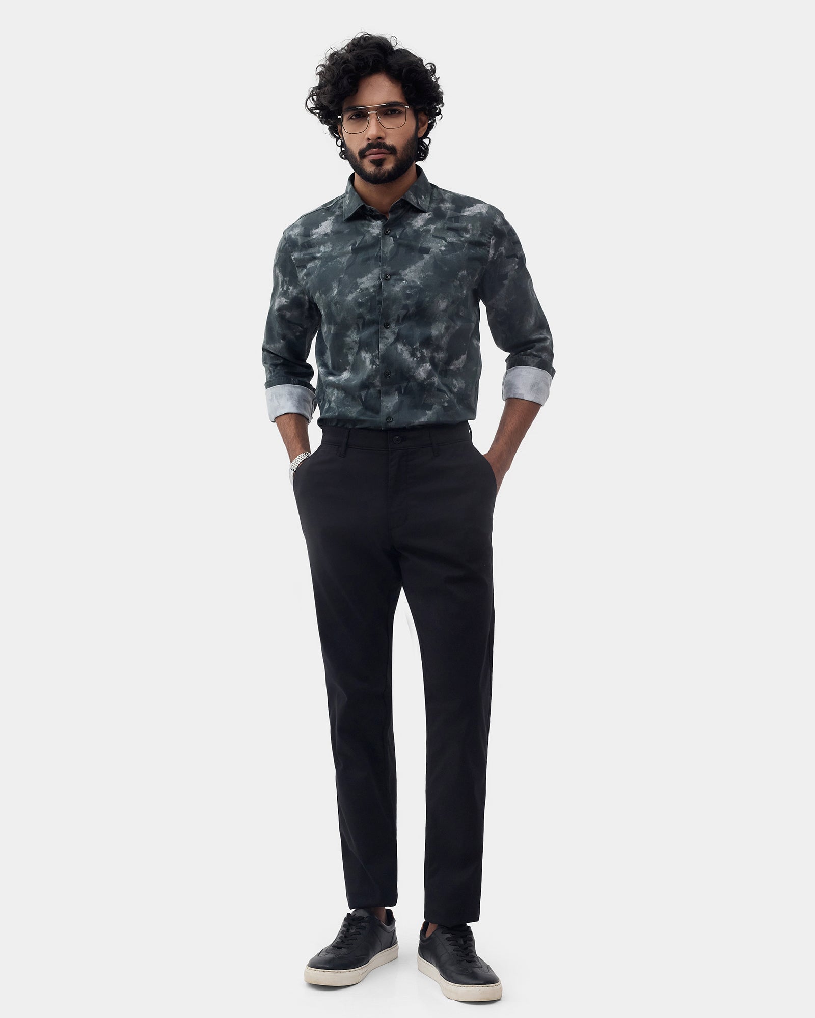 Black Textured Khakis - Etna