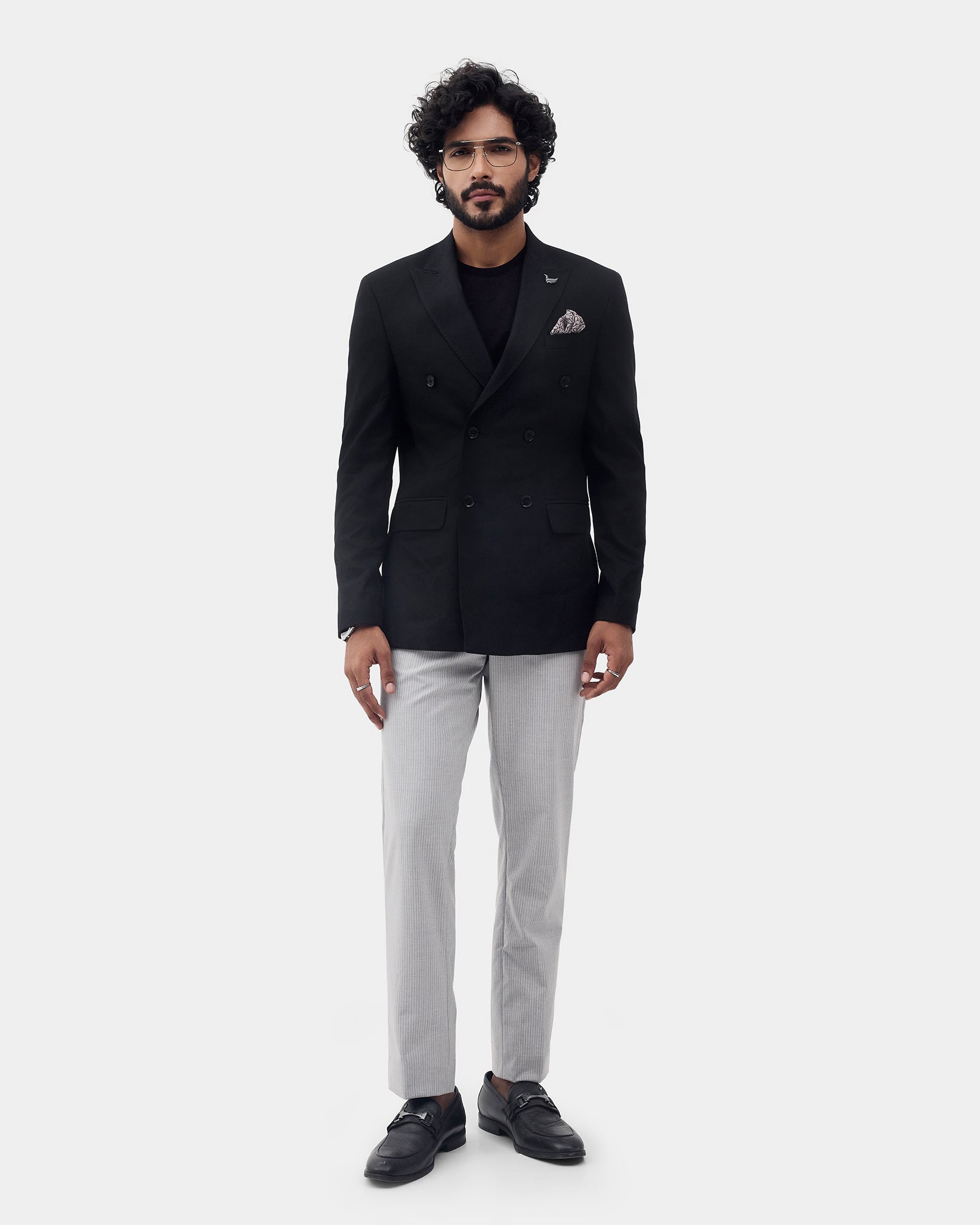 Black Textured Blazer - Kefo
