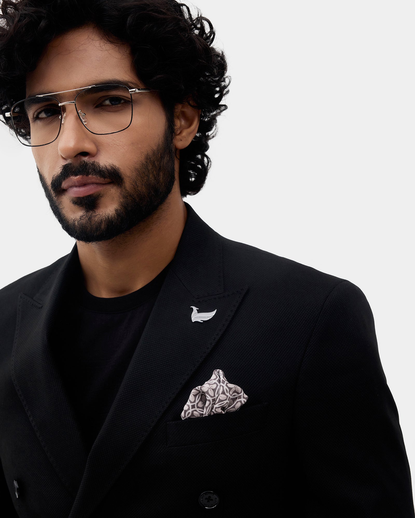 Black Textured Blazer - Kefo