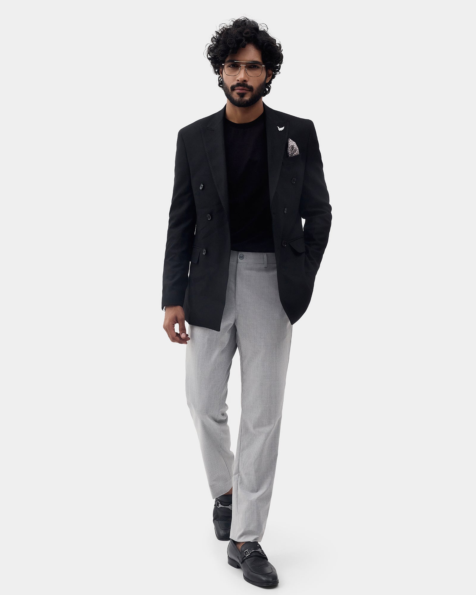 Black Textured Blazer - Kefo