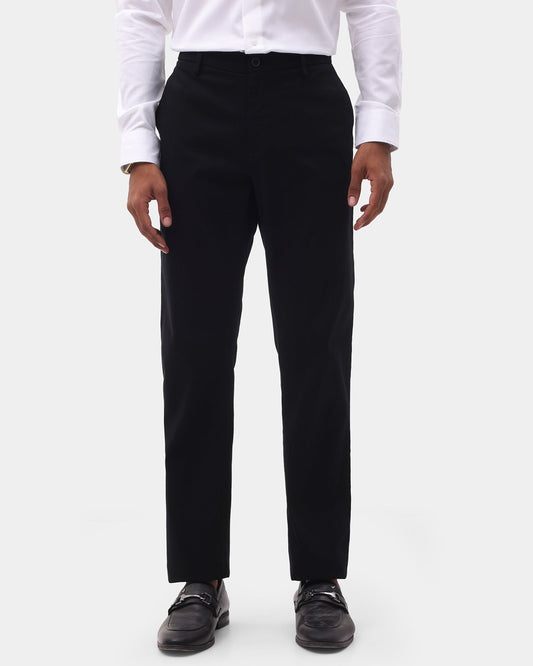 Must Haves Black Textured Khakis - Kiler