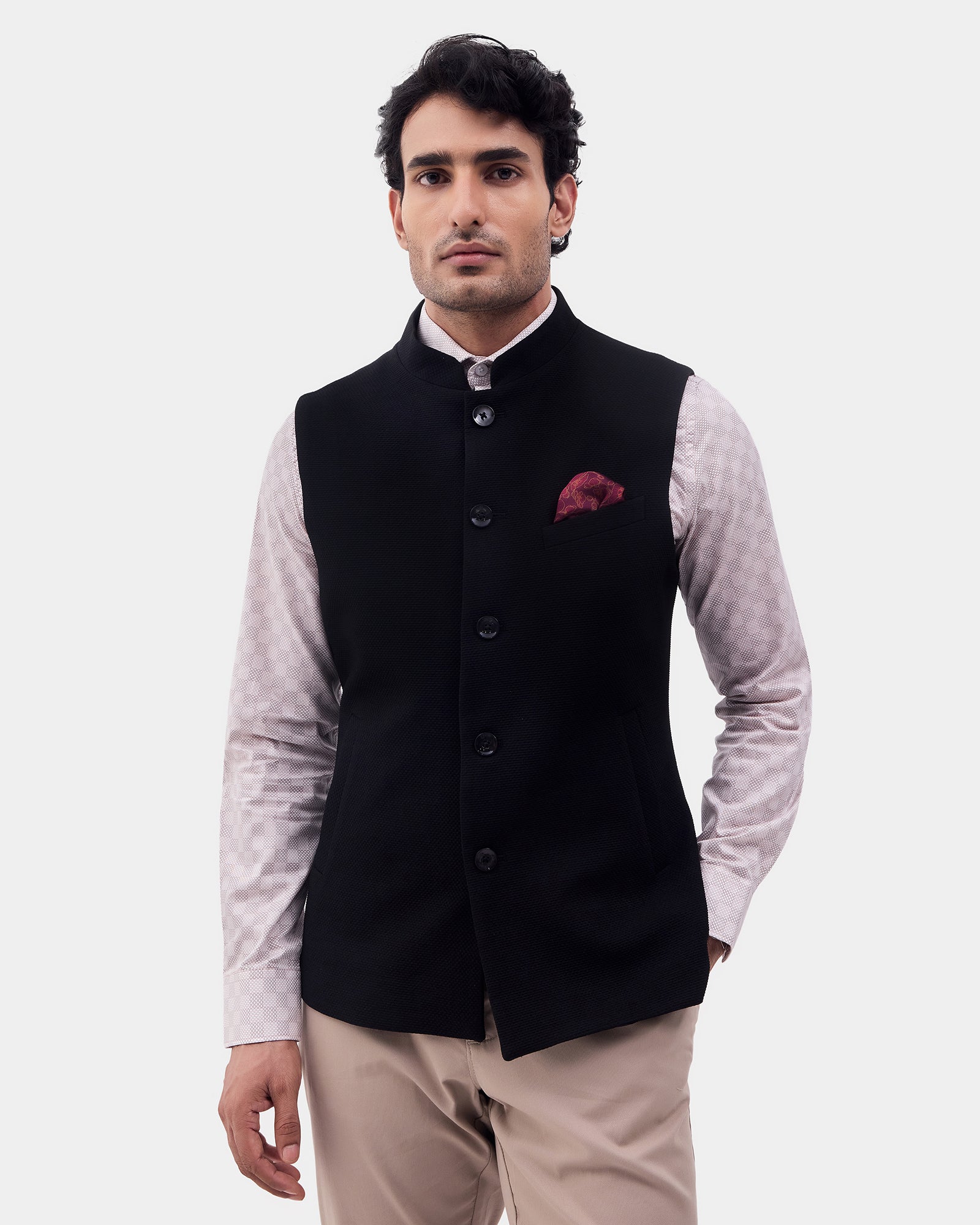 WAIST COAT SLIM FIT DOBBY WAIST COAT