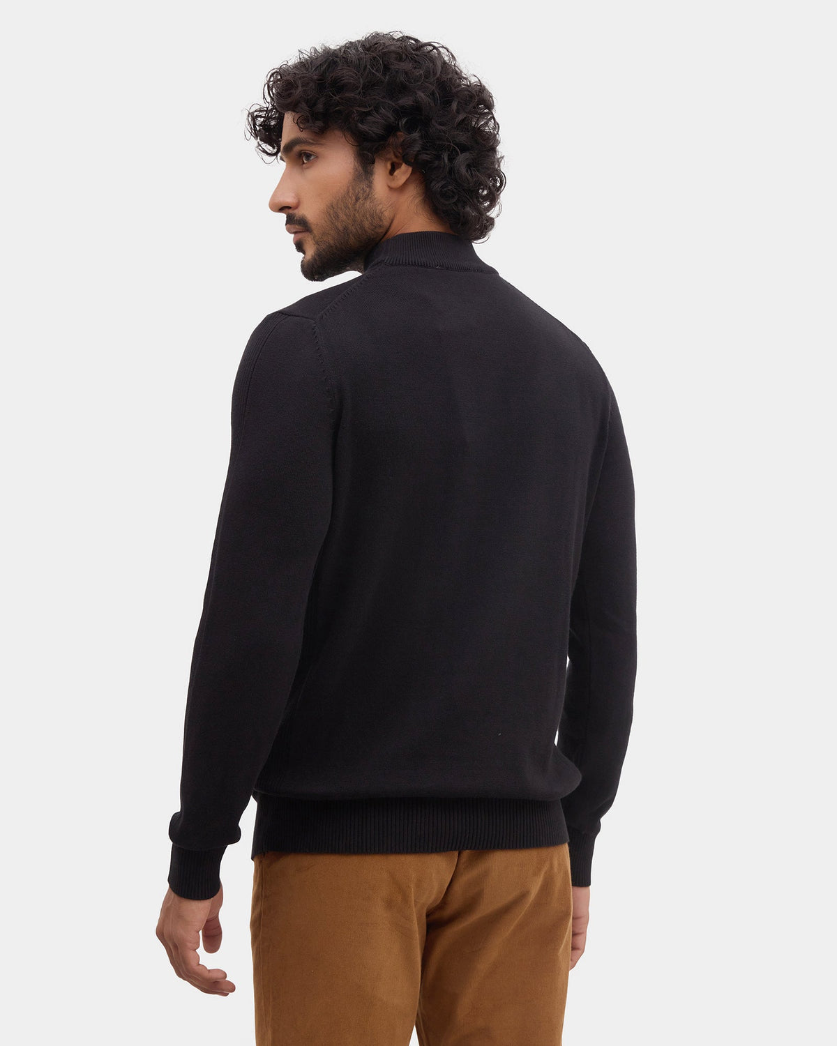Black High Neck Solid Sweater - Poppy