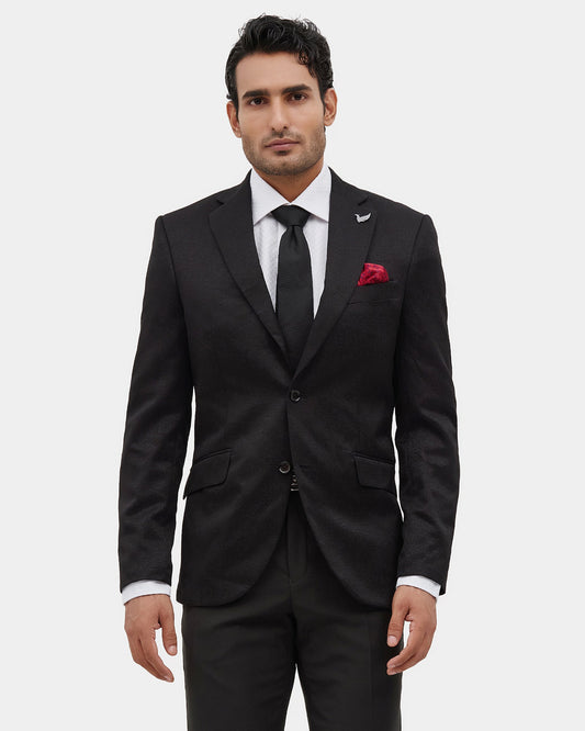 Black Jacquard Blazer - Dereko