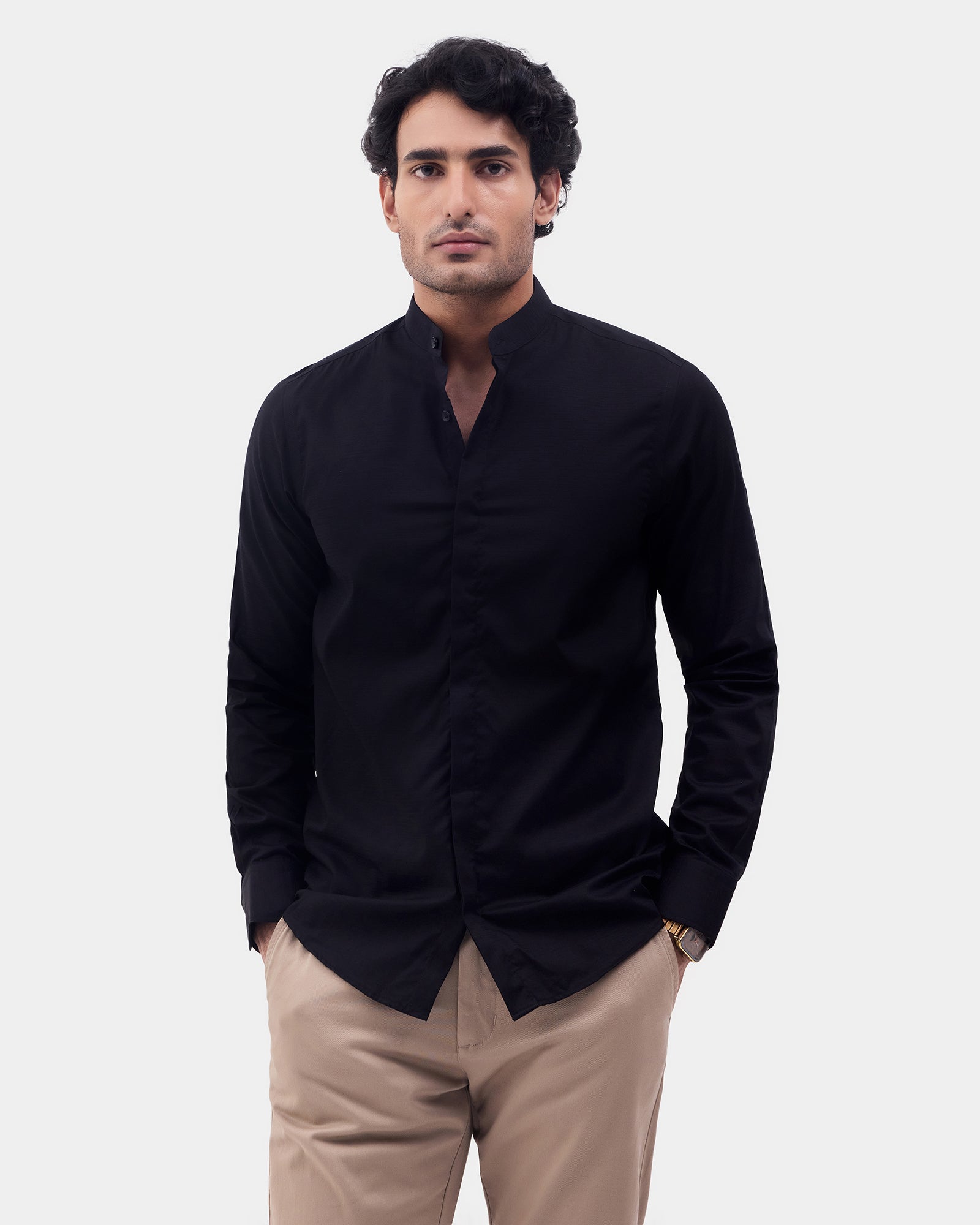 Black Solid Shirt - Sellex