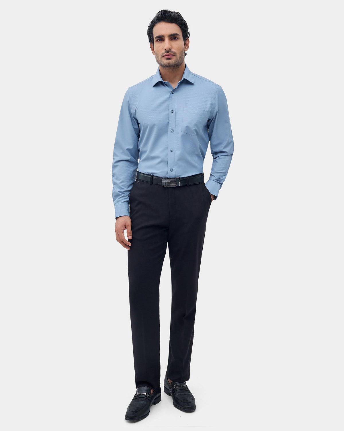 Black Solid Trouser - Black