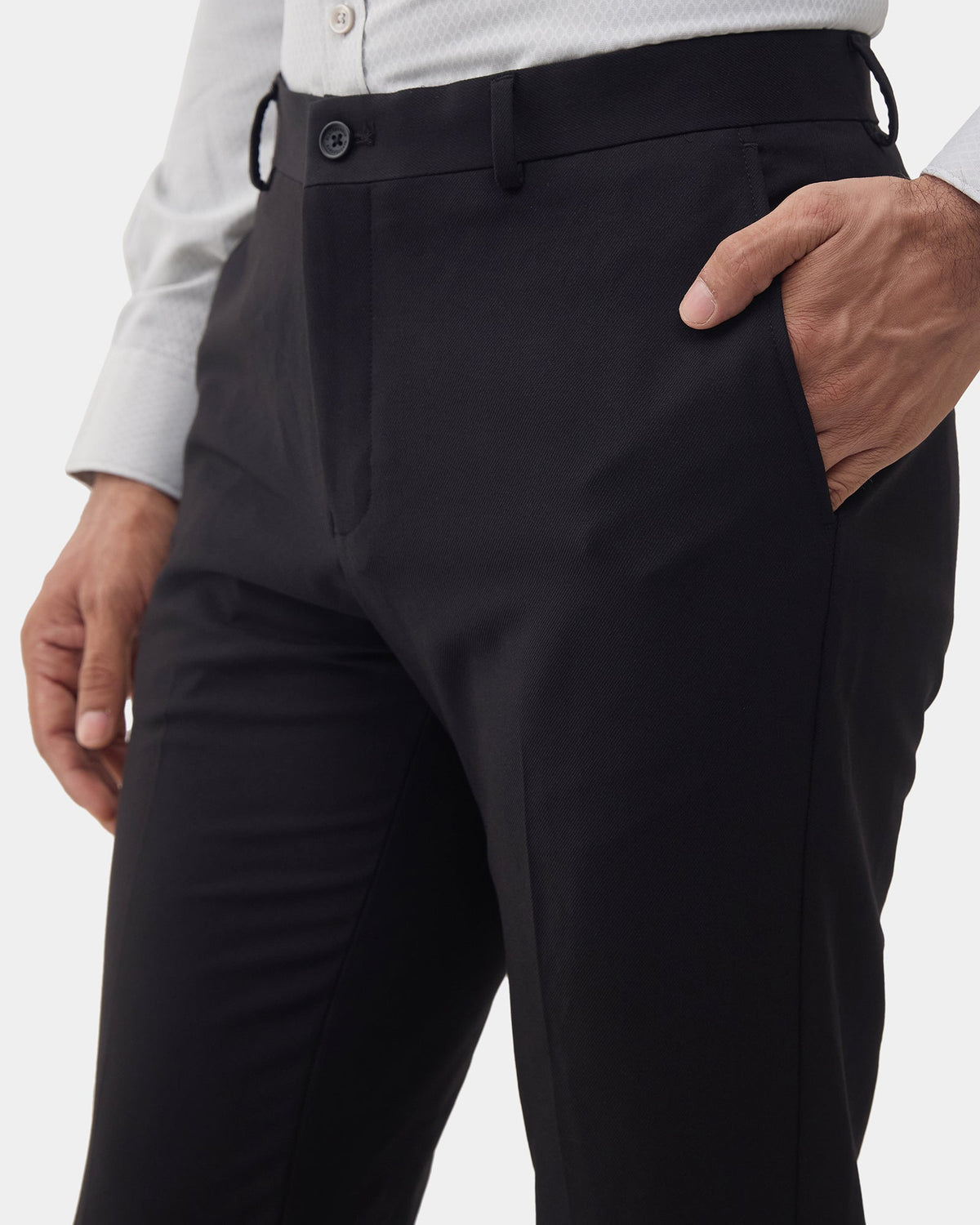 Black Solid Trouser - Claret