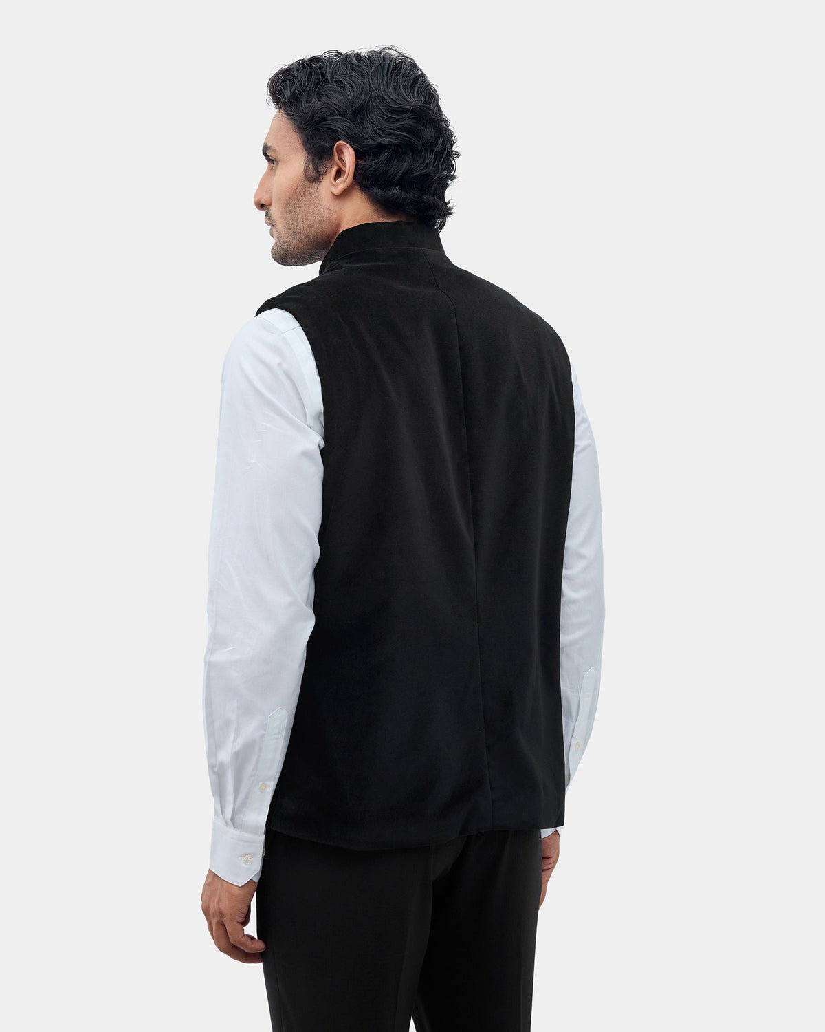 Black Solid Waistcoat - Neveger