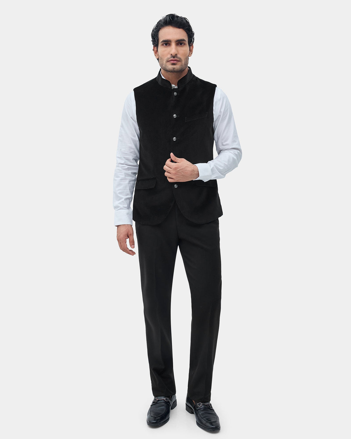 Black Solid Waistcoat - Neveger