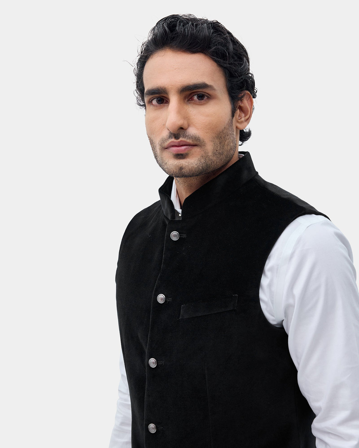 Black Solid Waistcoat - Neveger