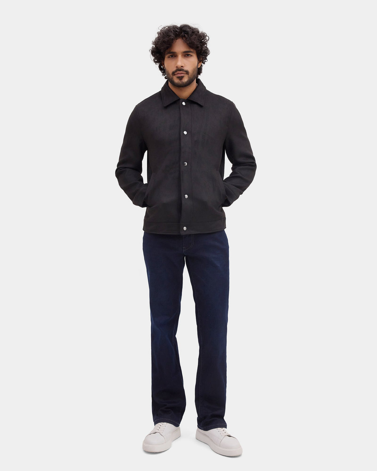 Black Solid Zipper Jacket - Wysher