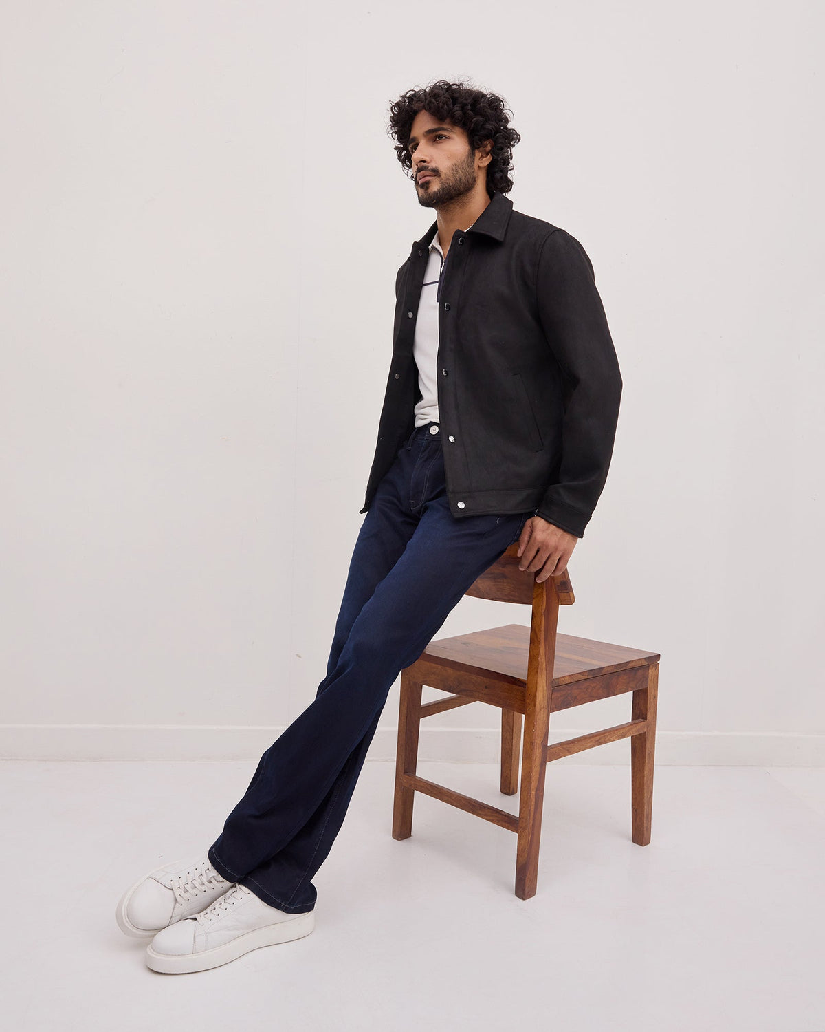 Black Solid Zipper Jacket - Wysher