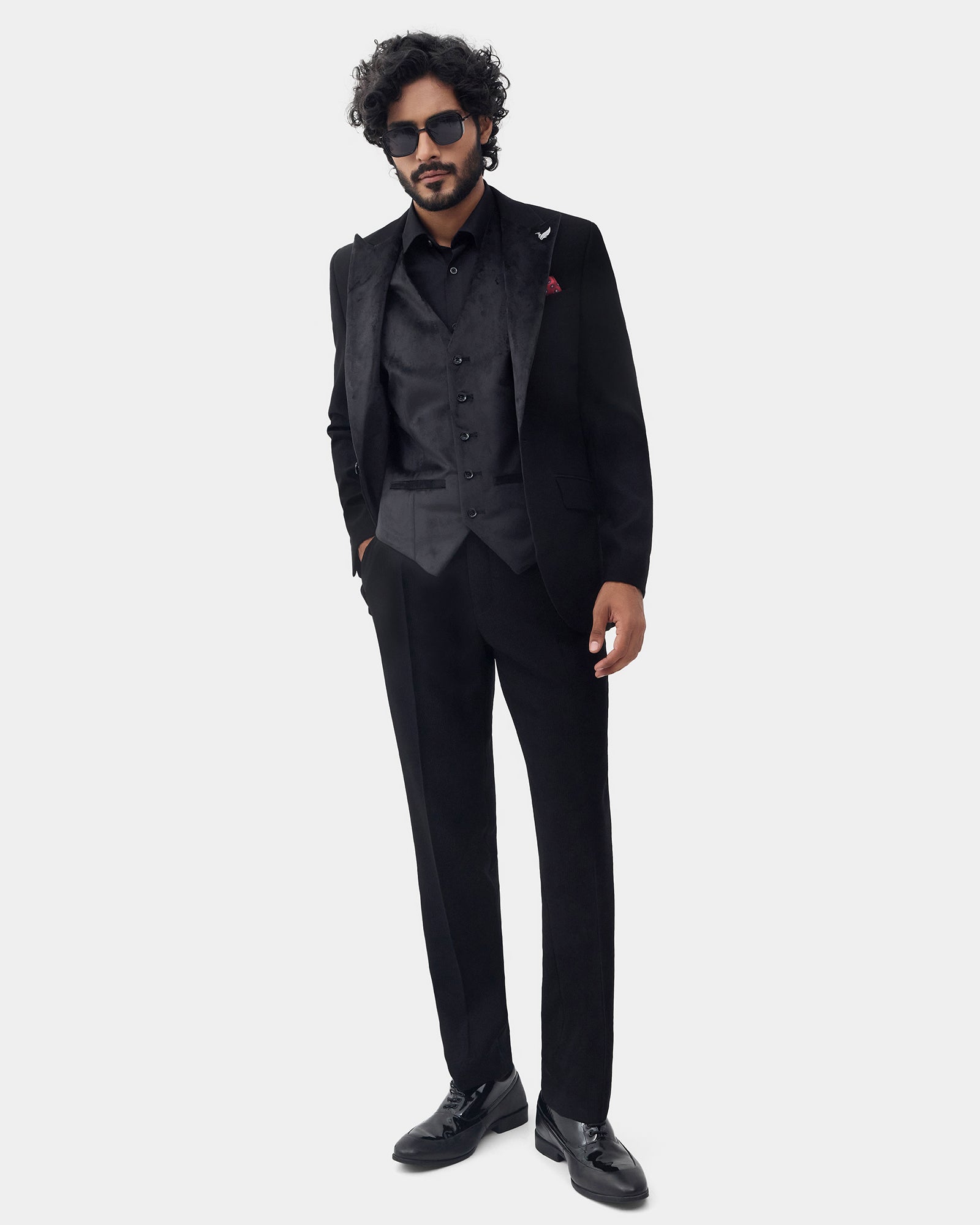 Black Three Piece Stripe Suit - Tuxen