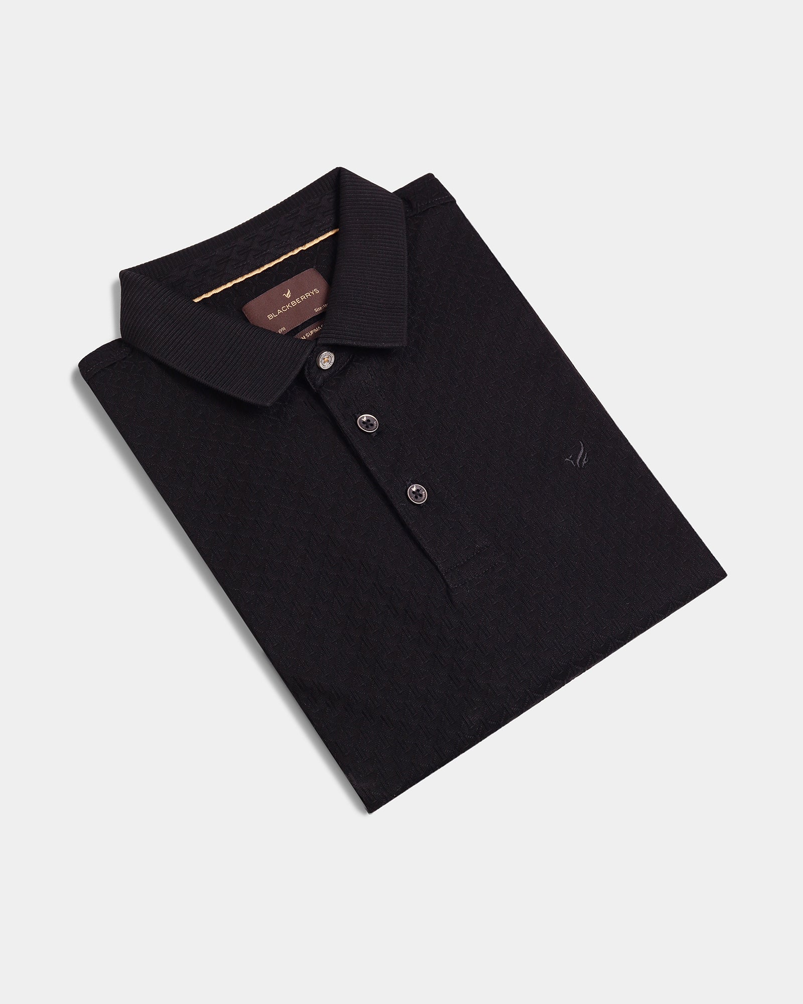 Black Luxe Textured Polo - Delta