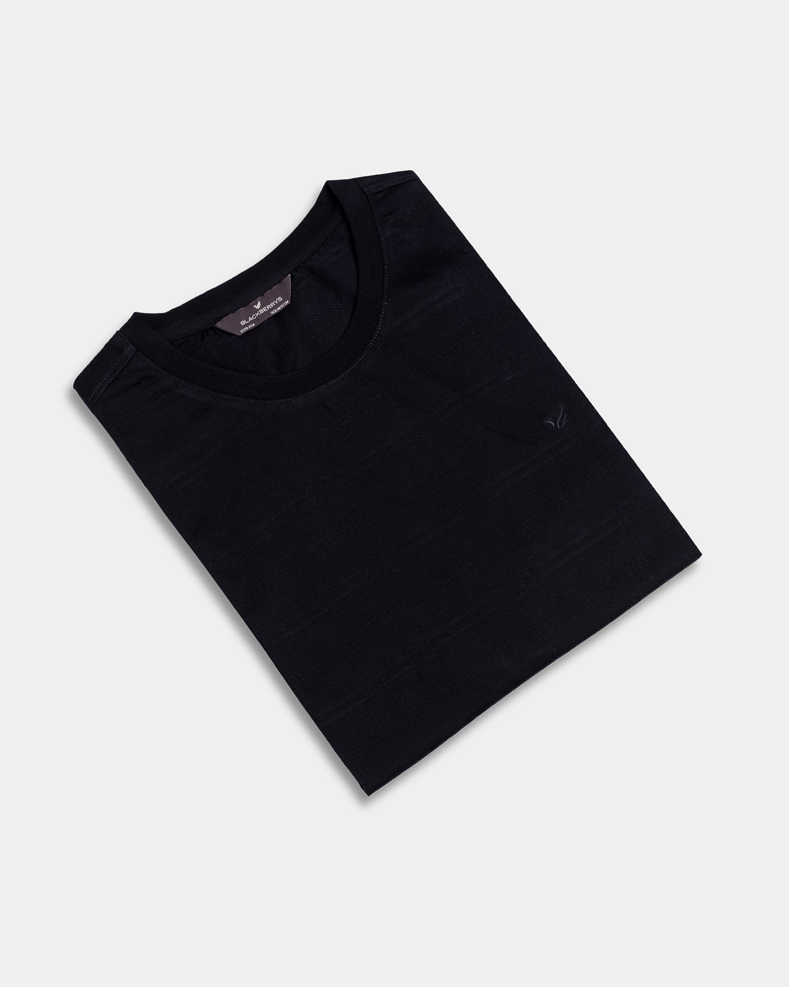 Black Crew Neck Textured T-Shirt - Yukio