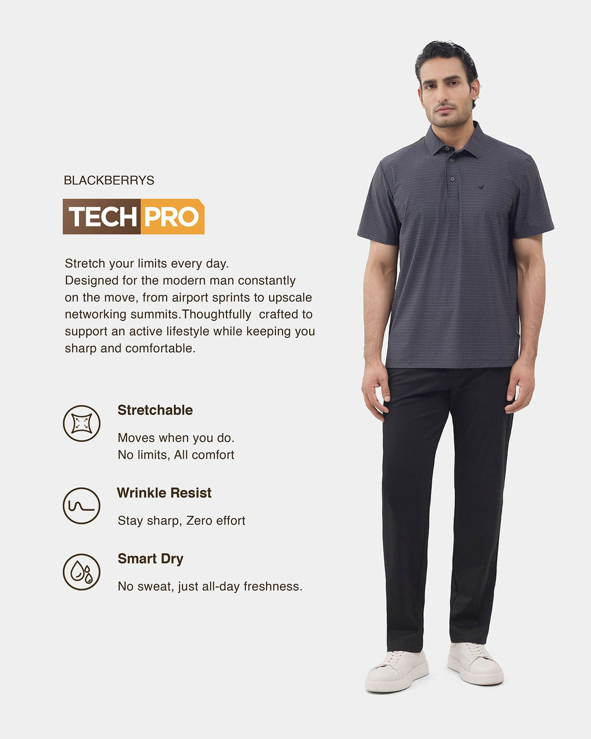 Black TechPro Printed Polo - Wook