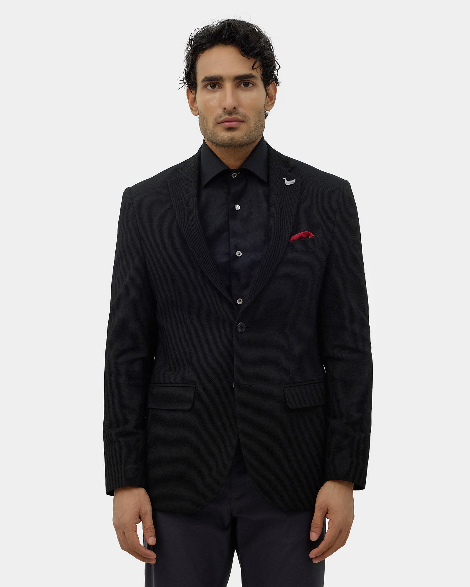 Black Textured Blazer - Lucan