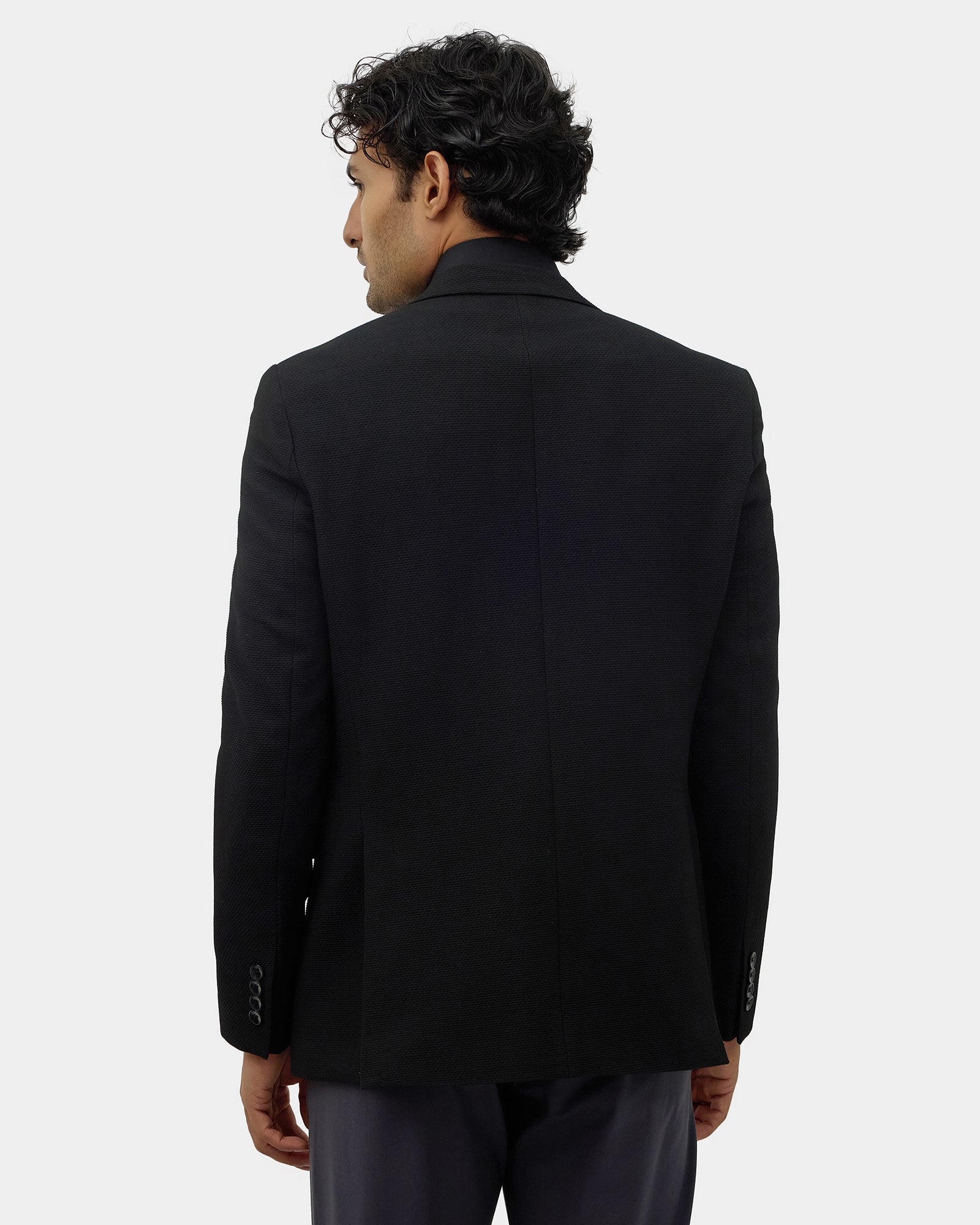 Black Textured Blazer - Lucan