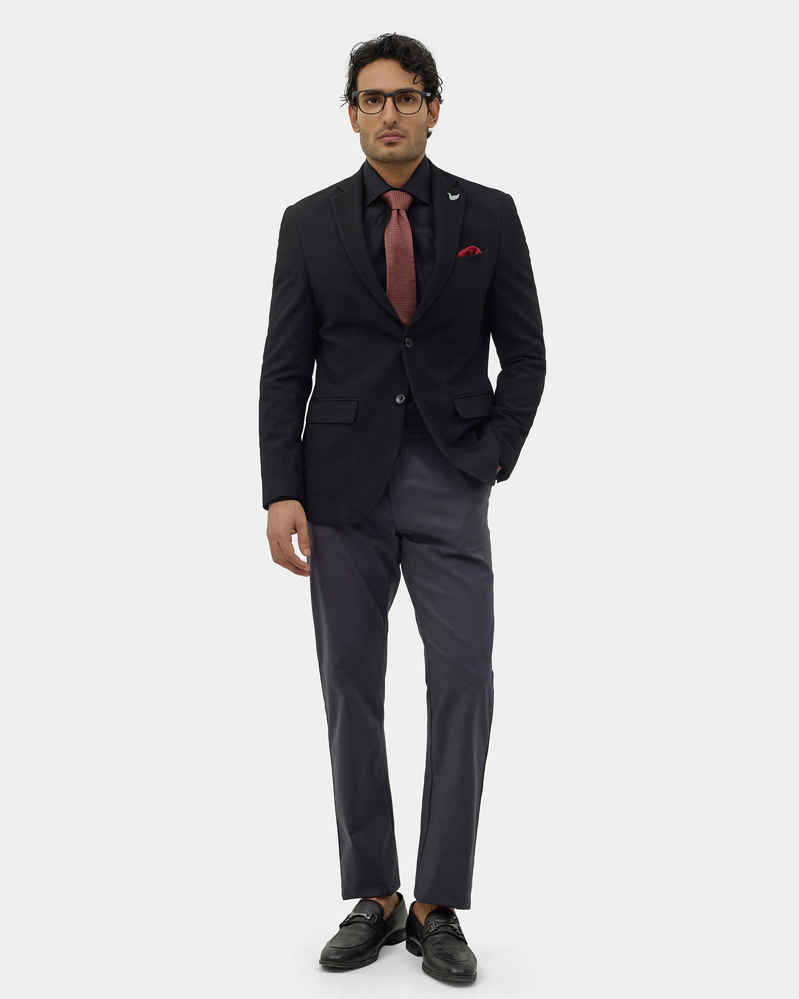 Black Textured Blazer - Lucan