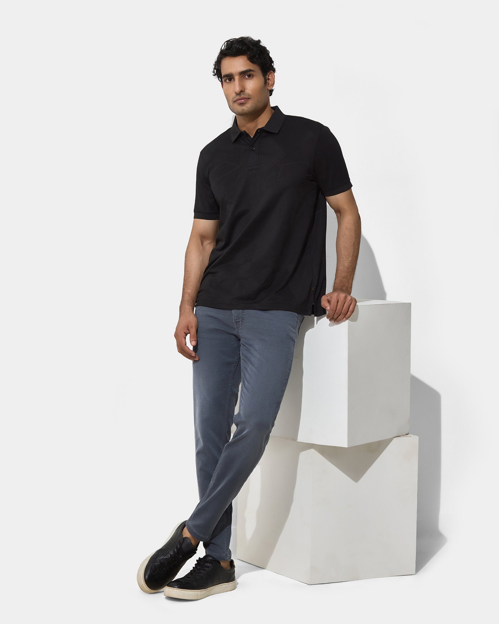 Black Textured Polo - Seo