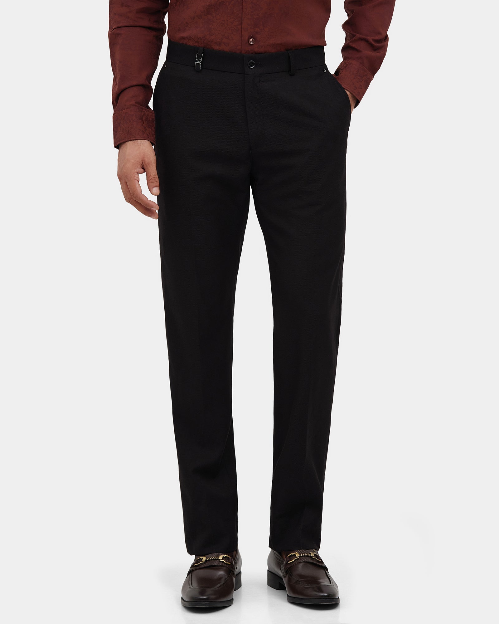 Black Textured Trouser - Black