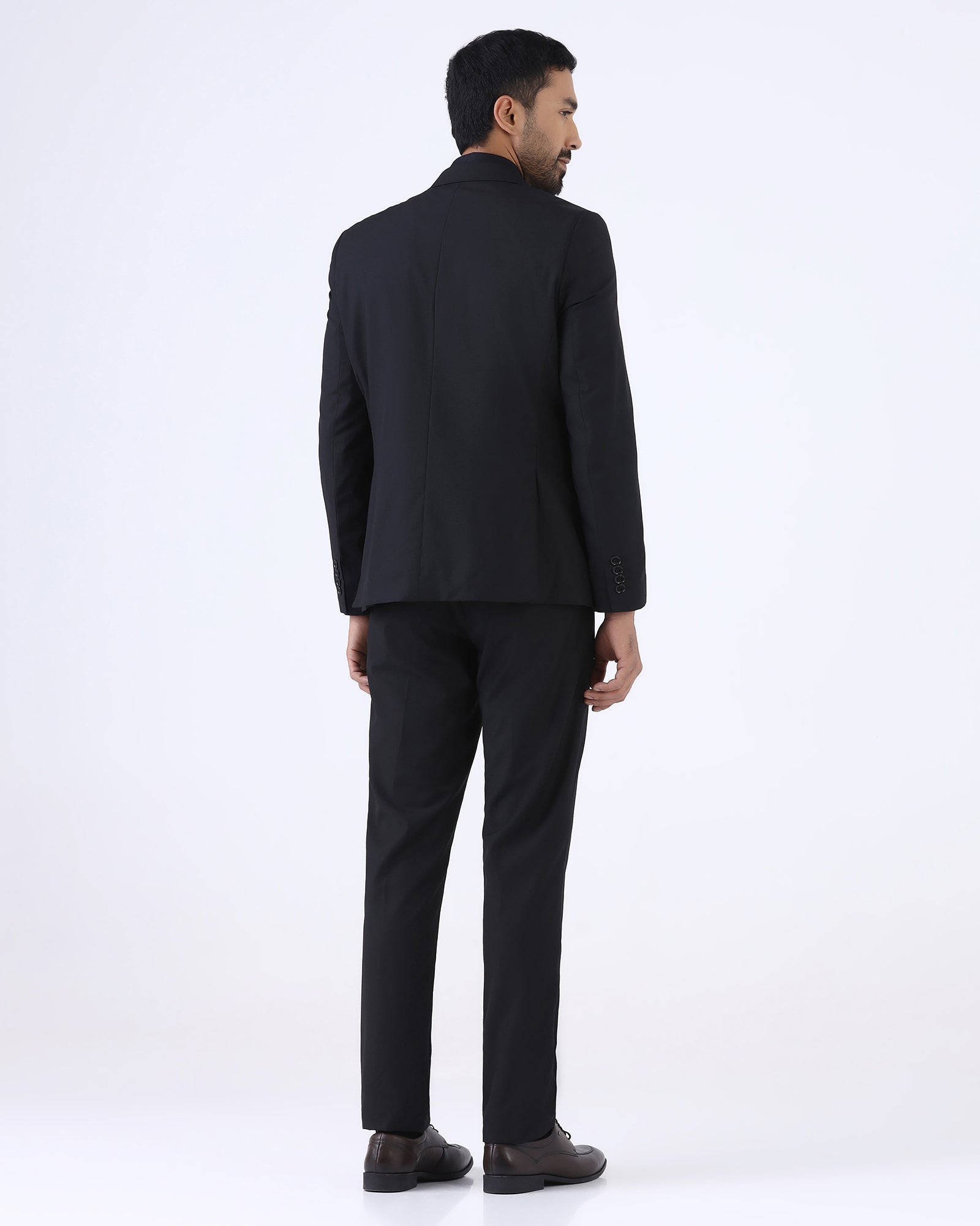 Black Three Piece Textured Suit - Atoll