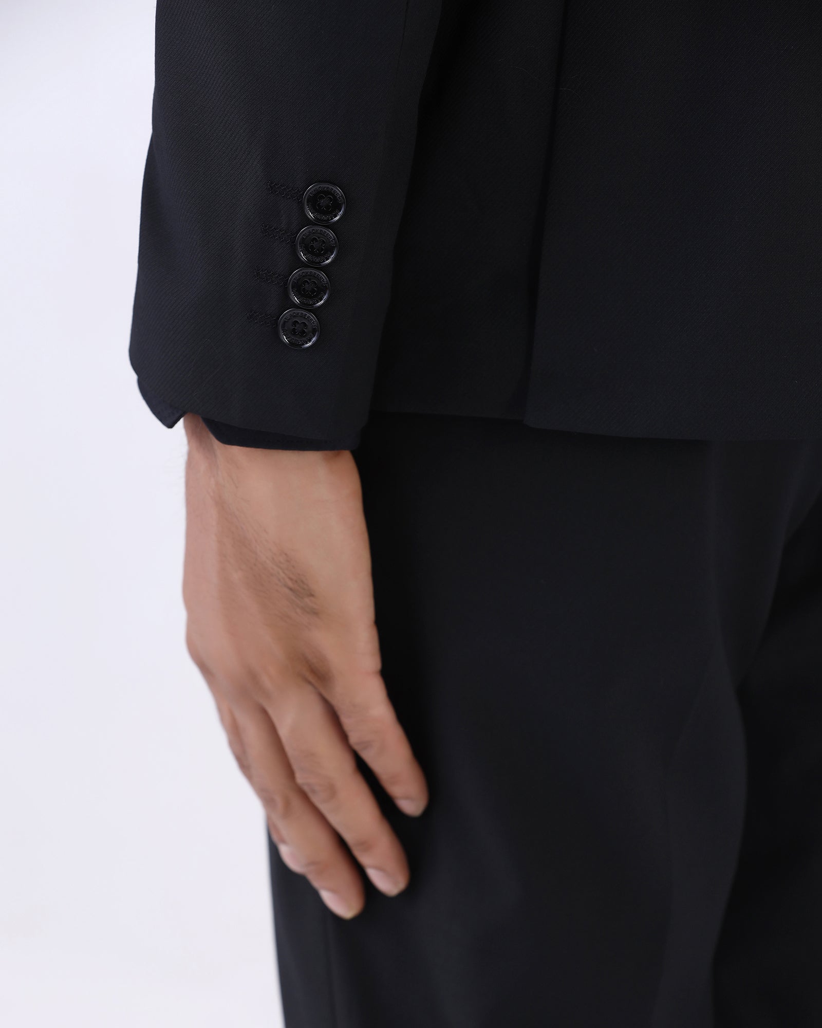 Black Three Piece Textured Suit - Atoll