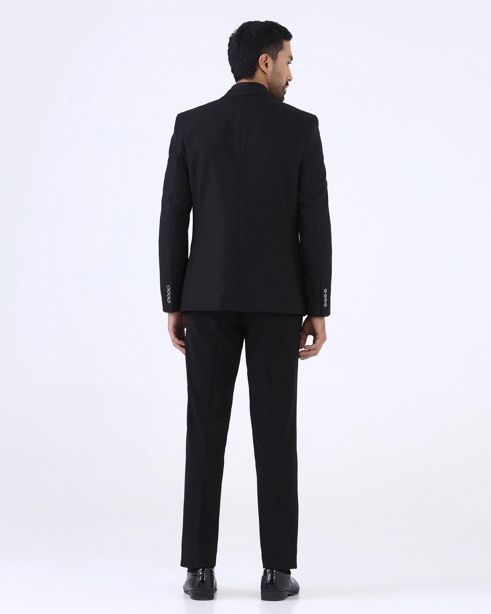 Black Three Piece Textured Suit - Ultrex