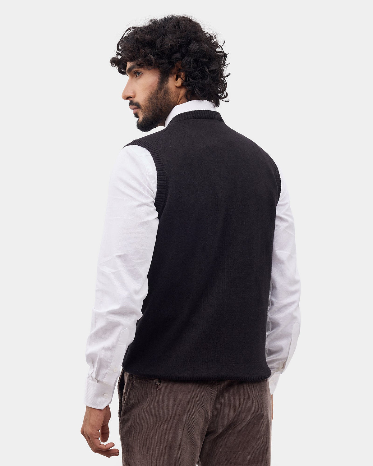Black Solid Sweater - Less