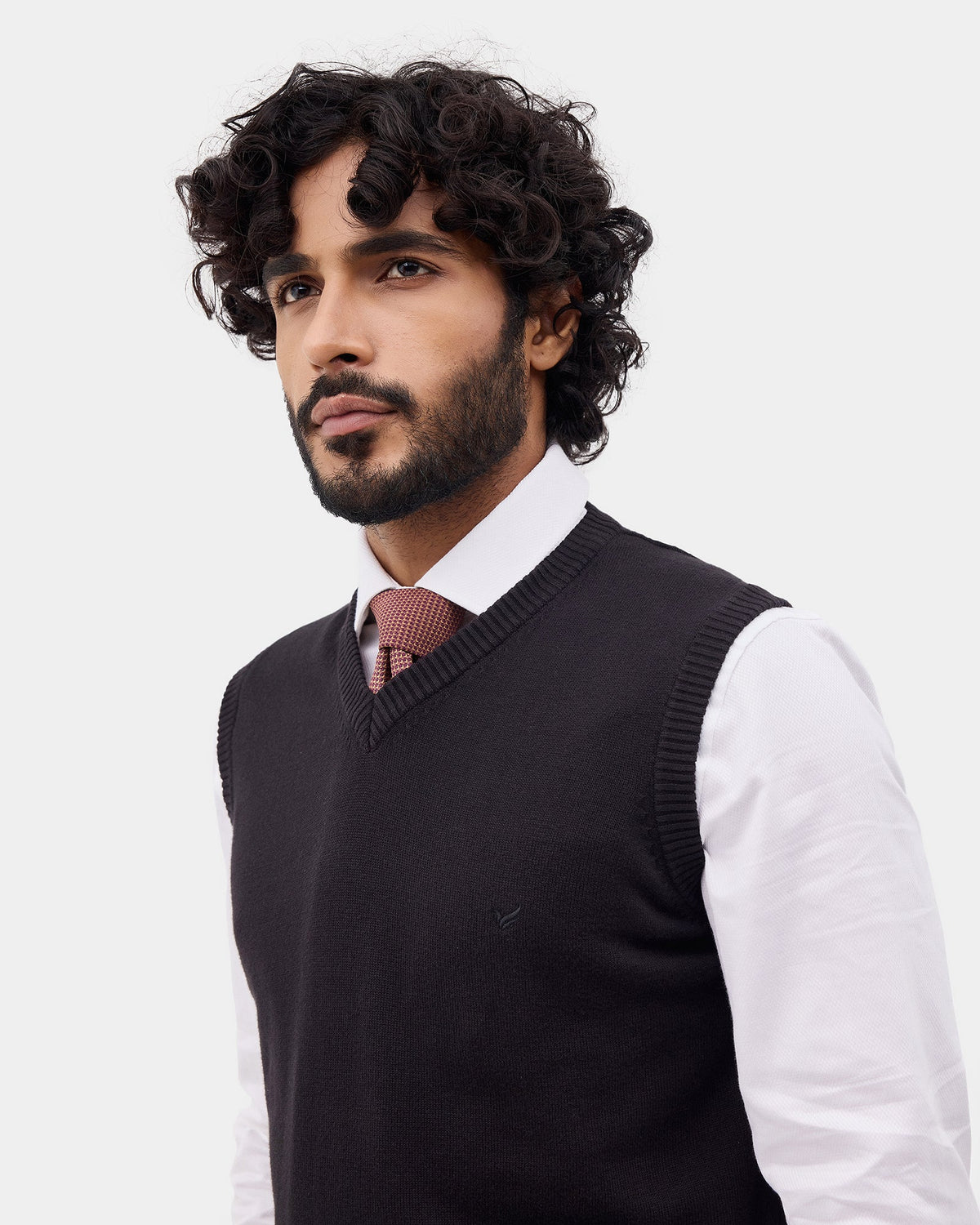 Black Solid Sweater - Less