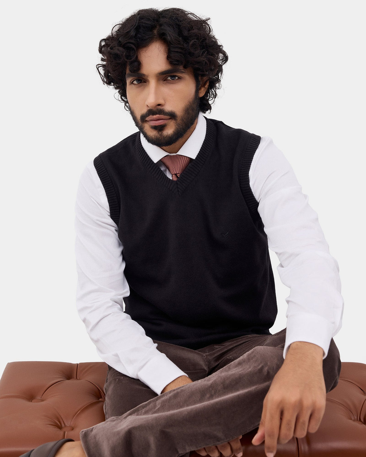 Black Solid Sweater - Less