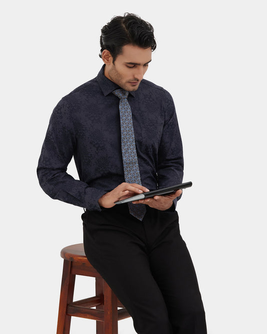 Blue Jacquard Shirt - Santa