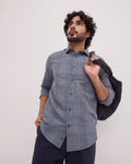 Blue Linen Check Shirt - Stor