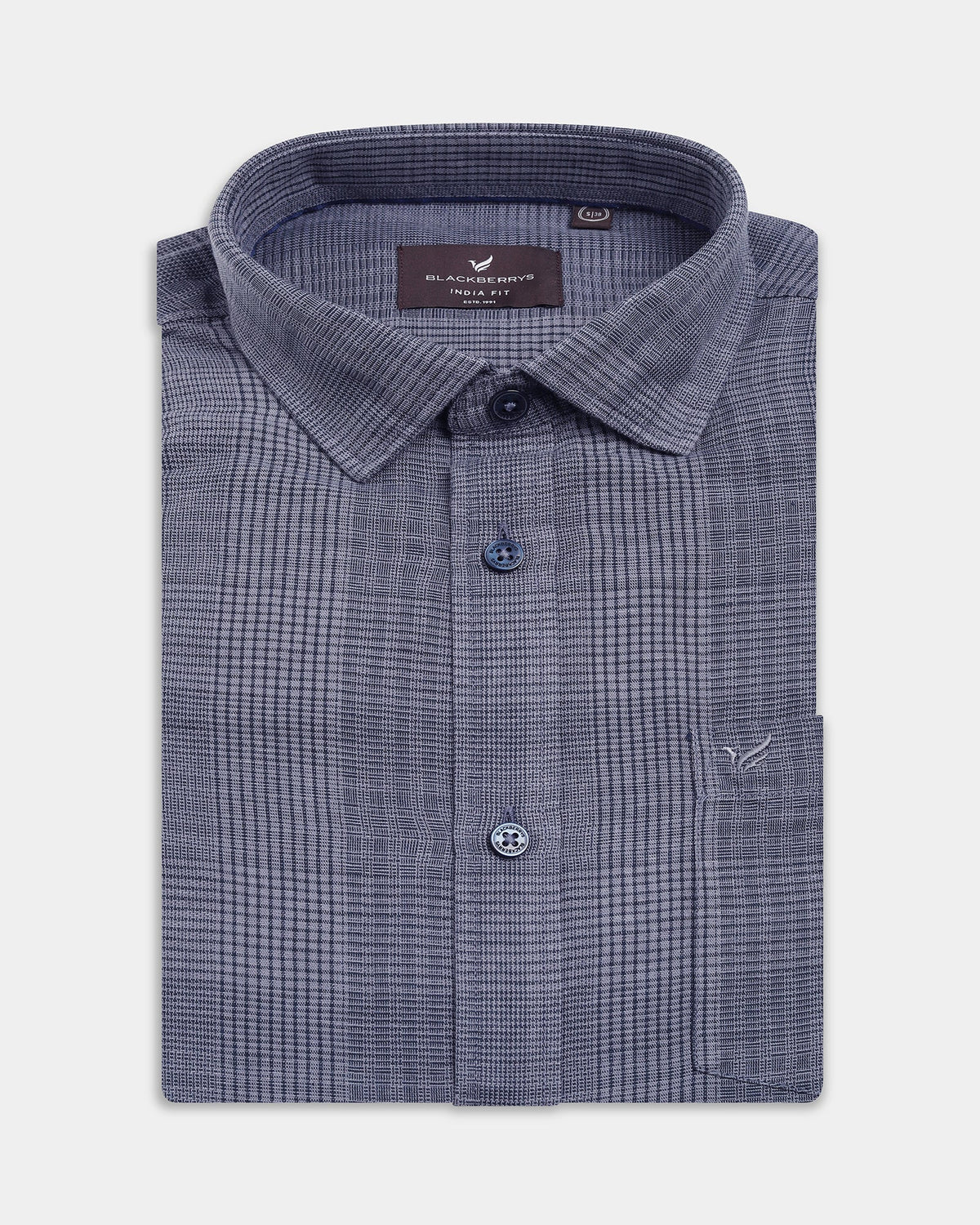 Blue Linen Check Shirt - Stor