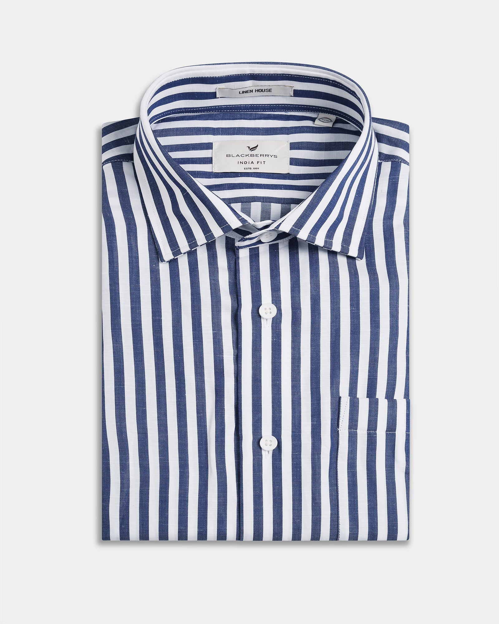 Blue Linen Stripe Shirt - Kylen