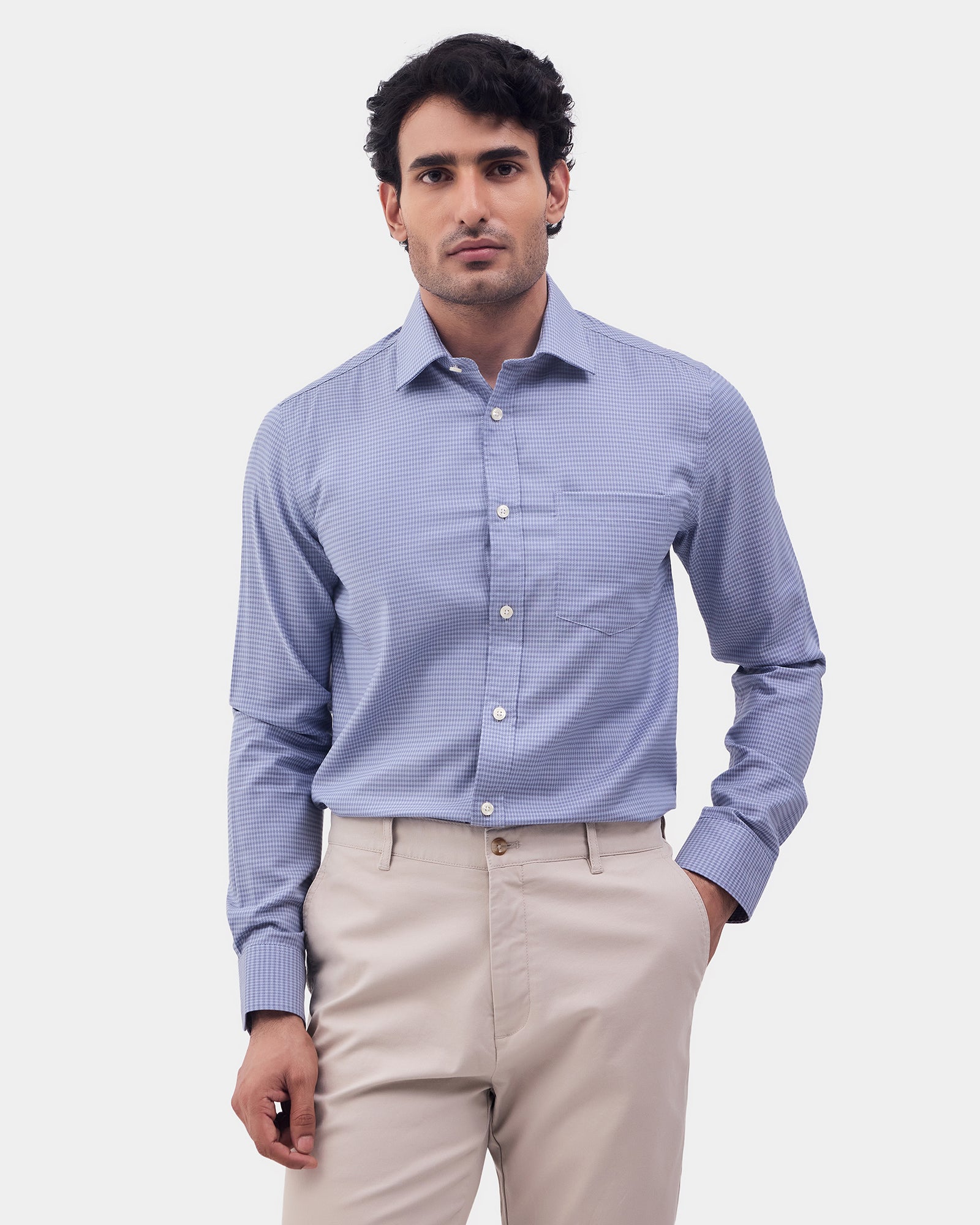 Blue Textured Shirt - Rivon