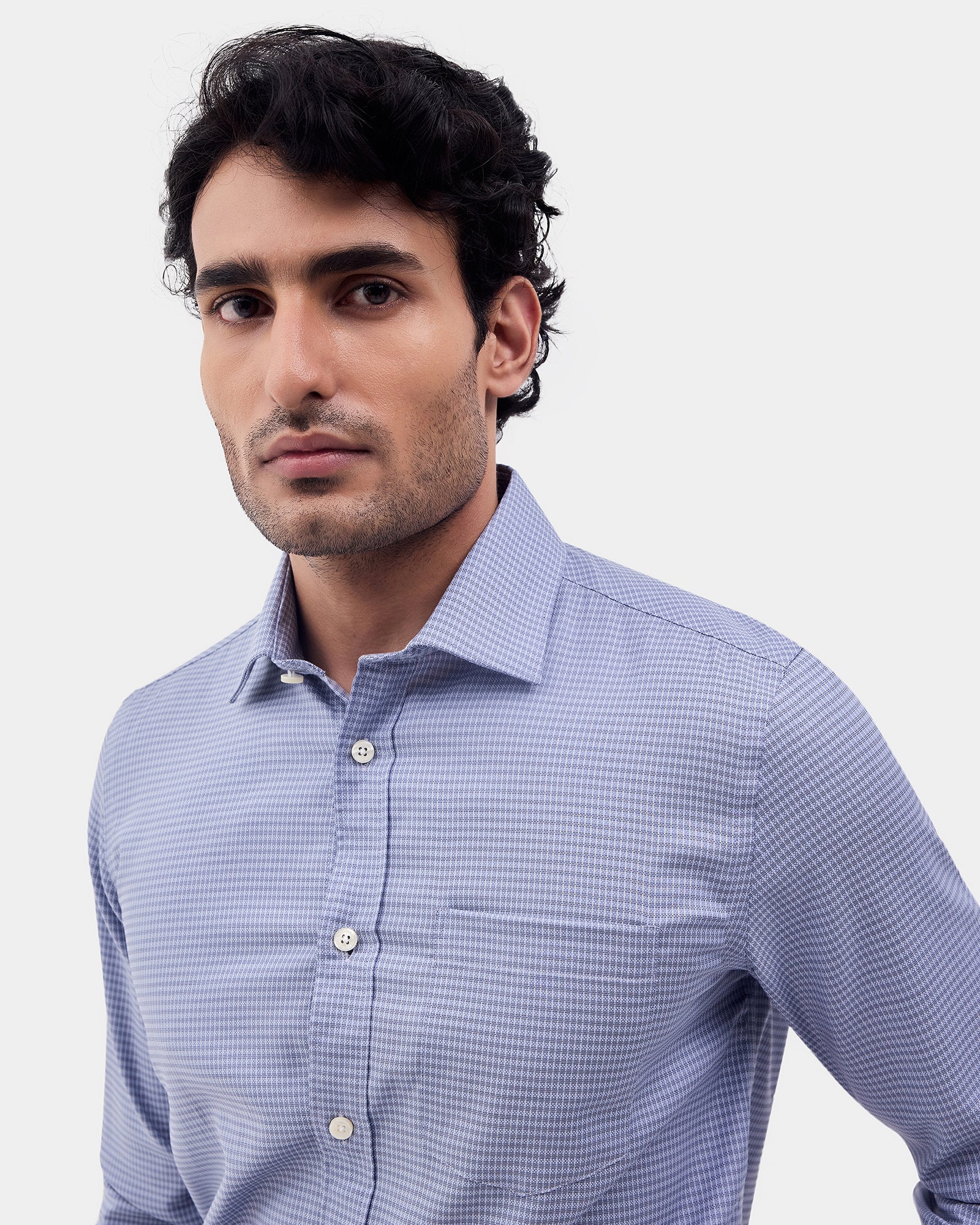Blue Textured Shirt - Rivon
