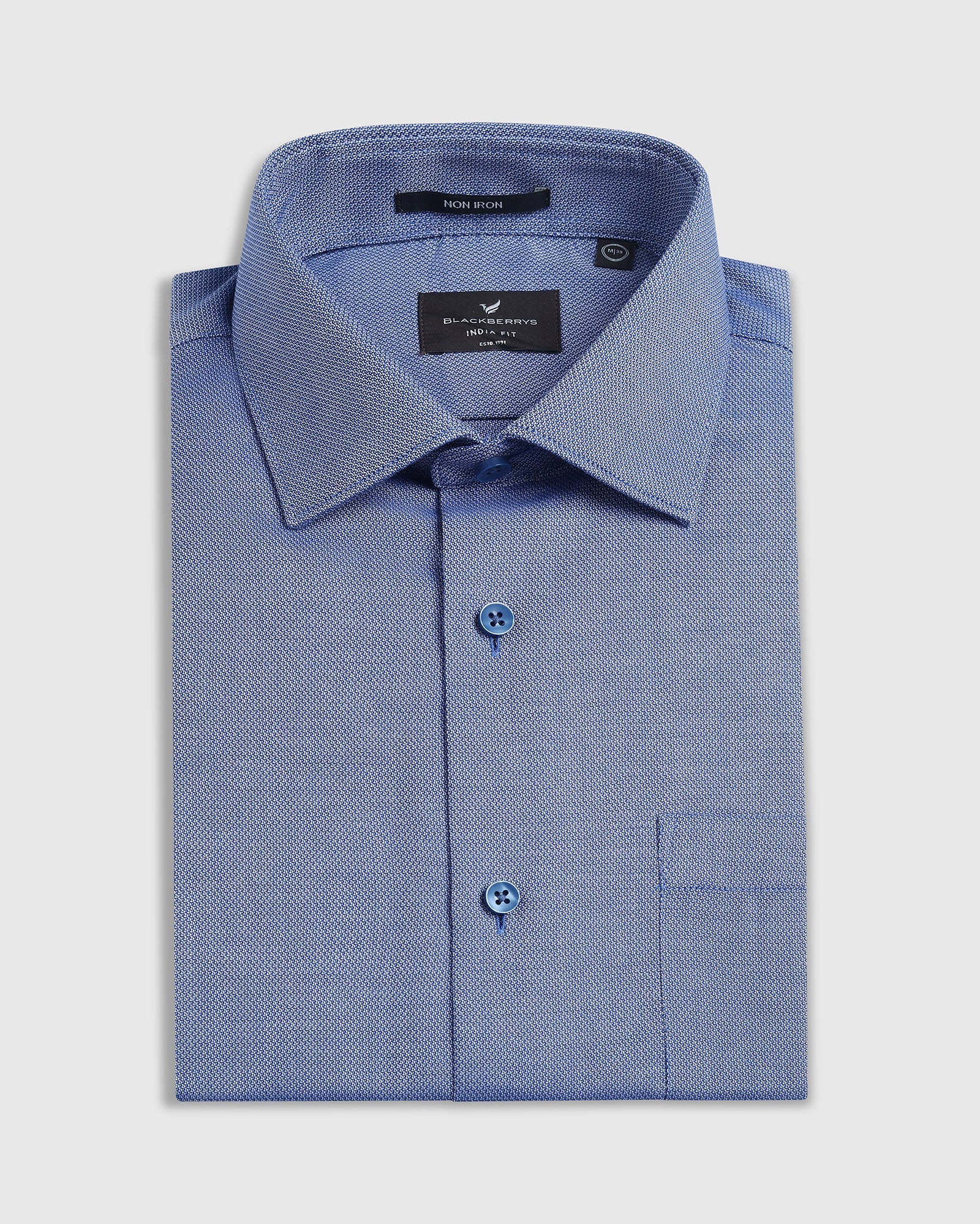 Blue Non Iron Textured Shirt - Ember