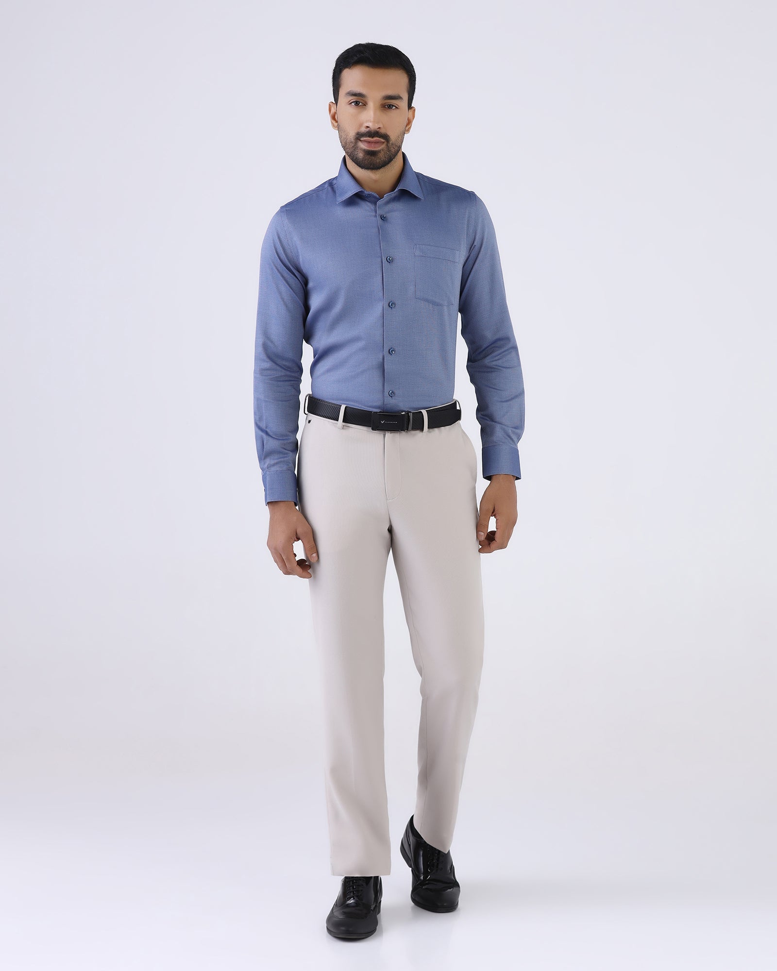 Blue Non Iron Textured Shirt - Ember
