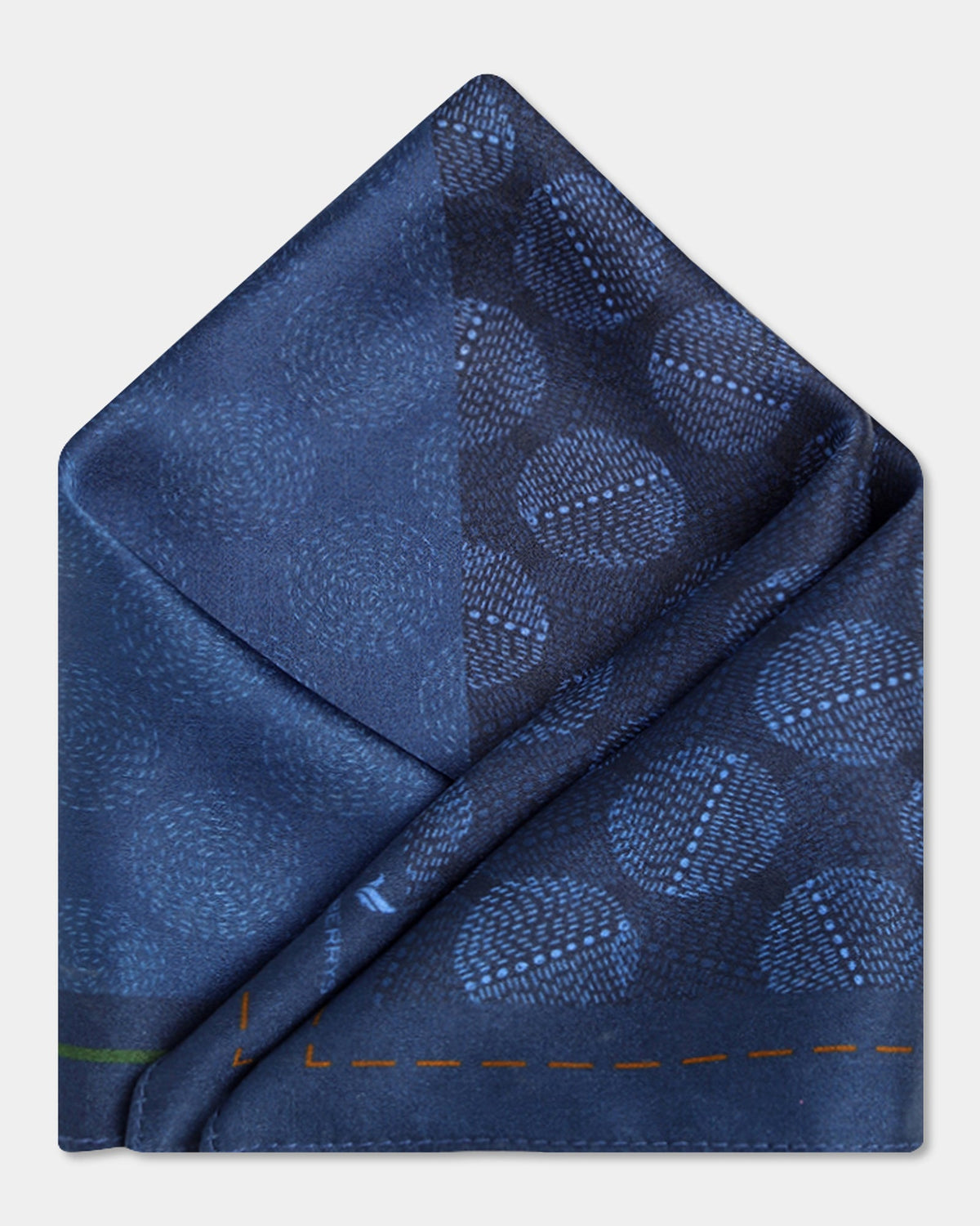 Blue Printed 100% Silk Pocket Square - Bino