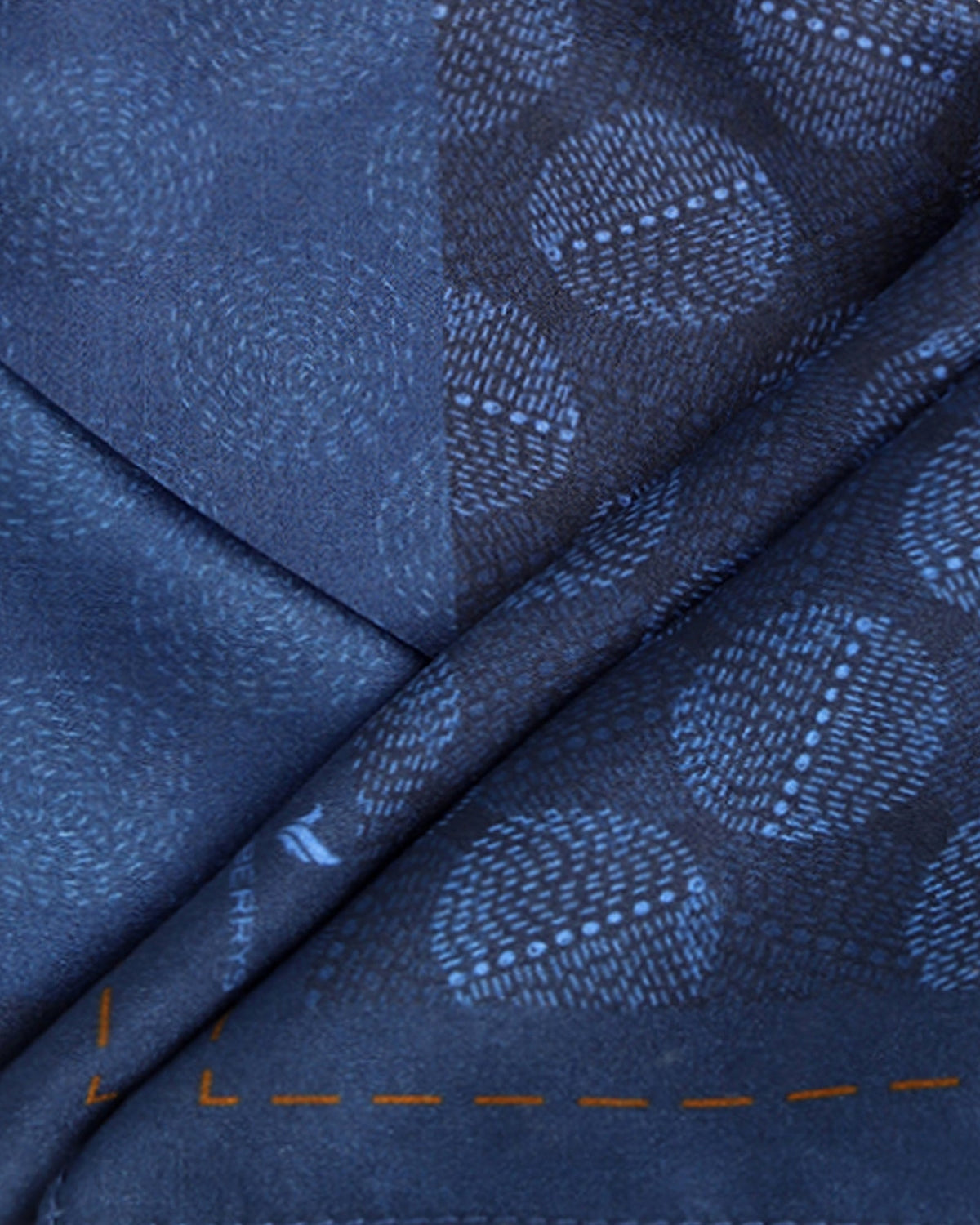 Blue Printed 100% Silk Pocket Square - Bino