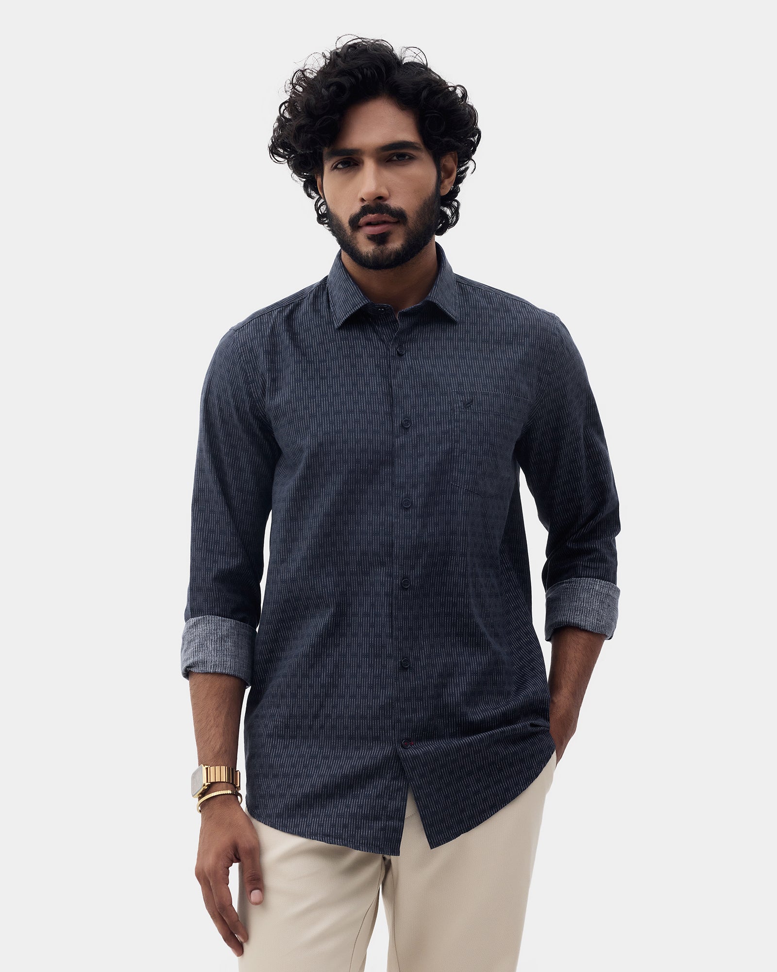 LONG SLEEVE INDIA FIT PRINT SHIRT