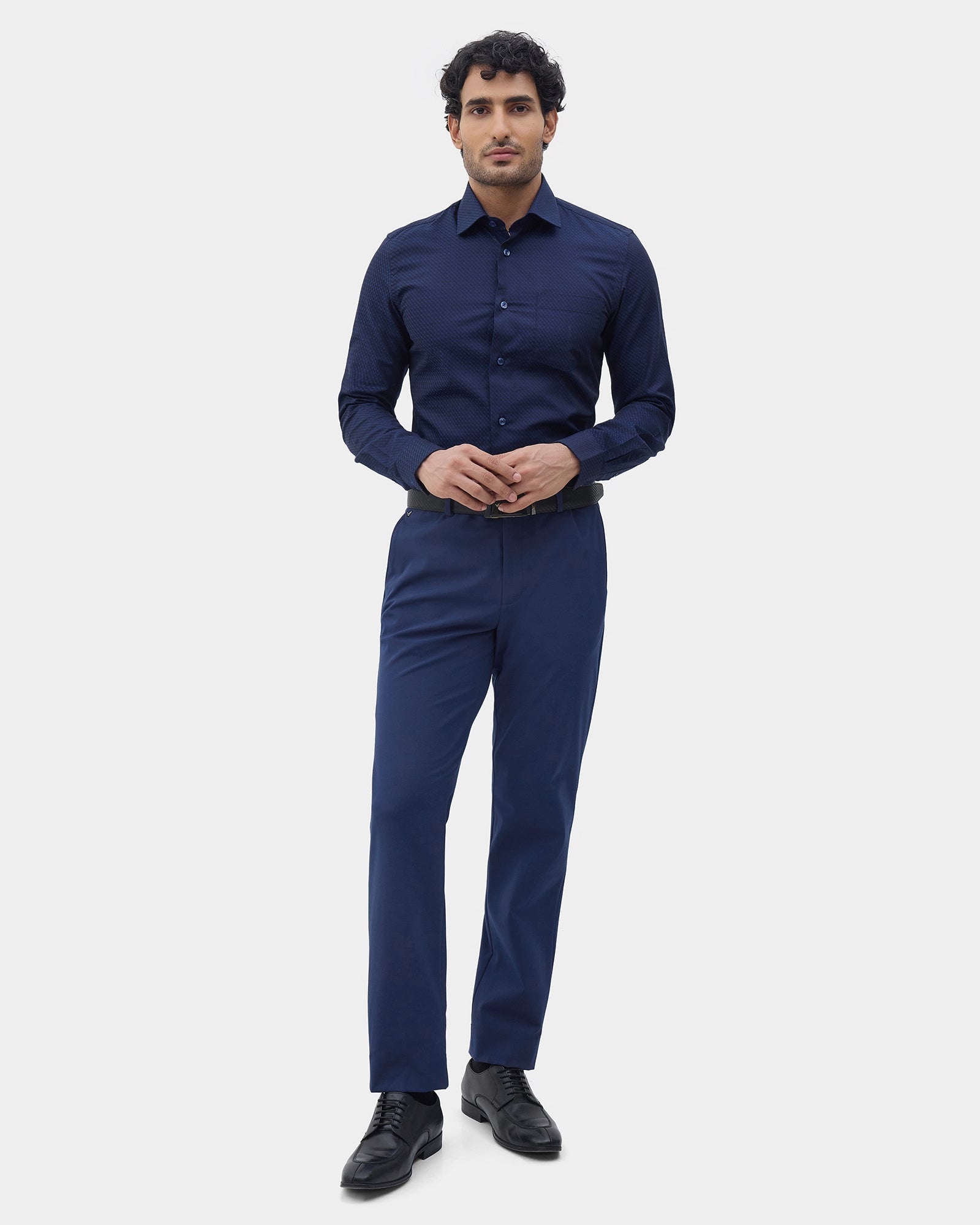 Blue Solid Trouser - Rayner