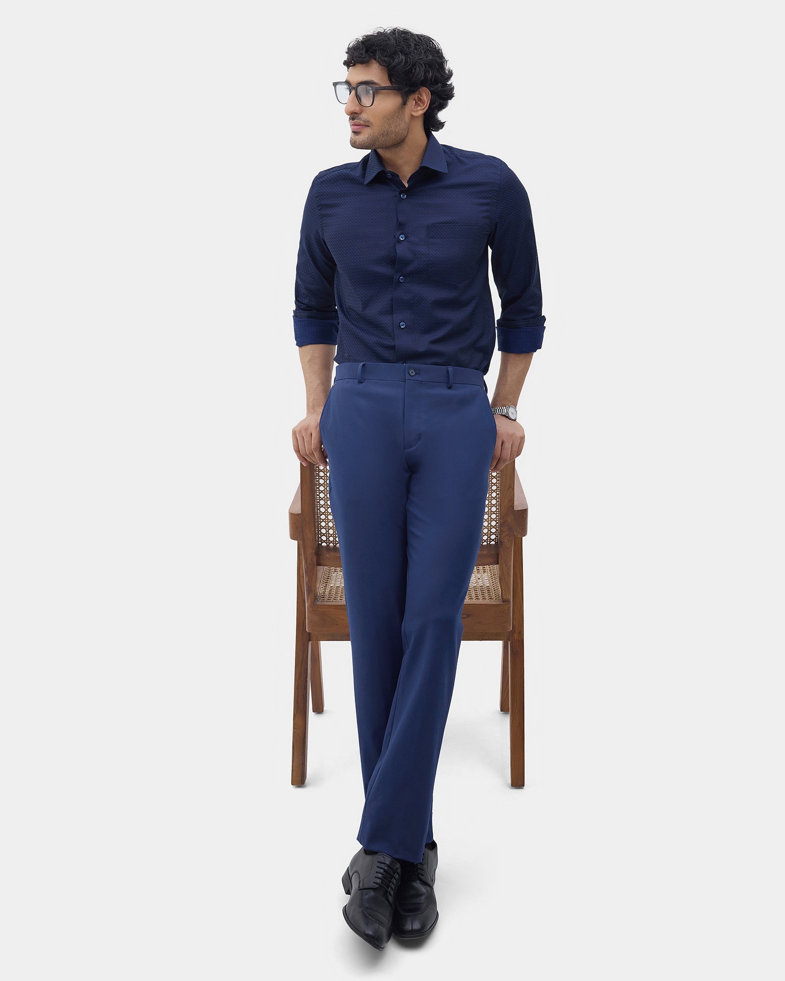 Blue Solid Trouser - Rayner