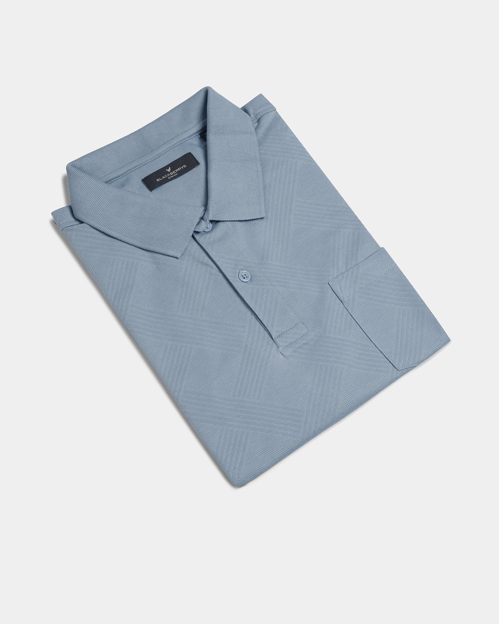 Blue Textured Polo - Lina