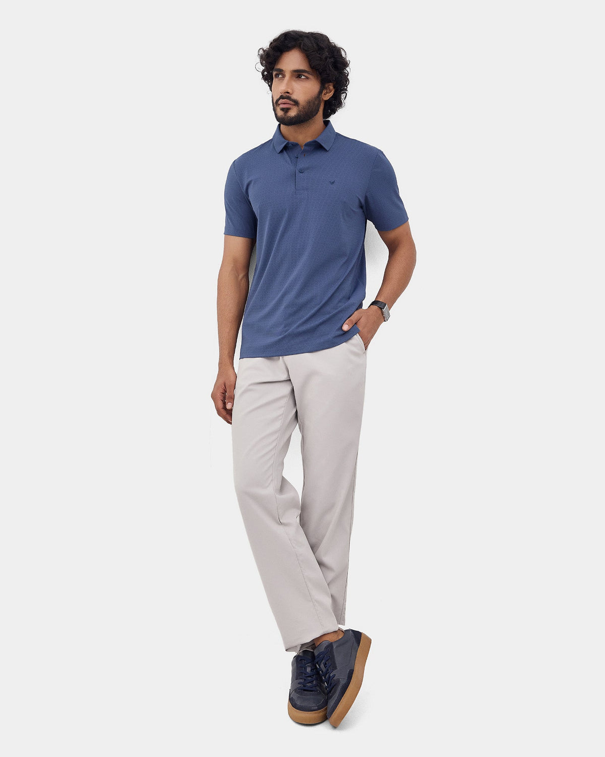 Blue Techpro Textured Polo - Lim