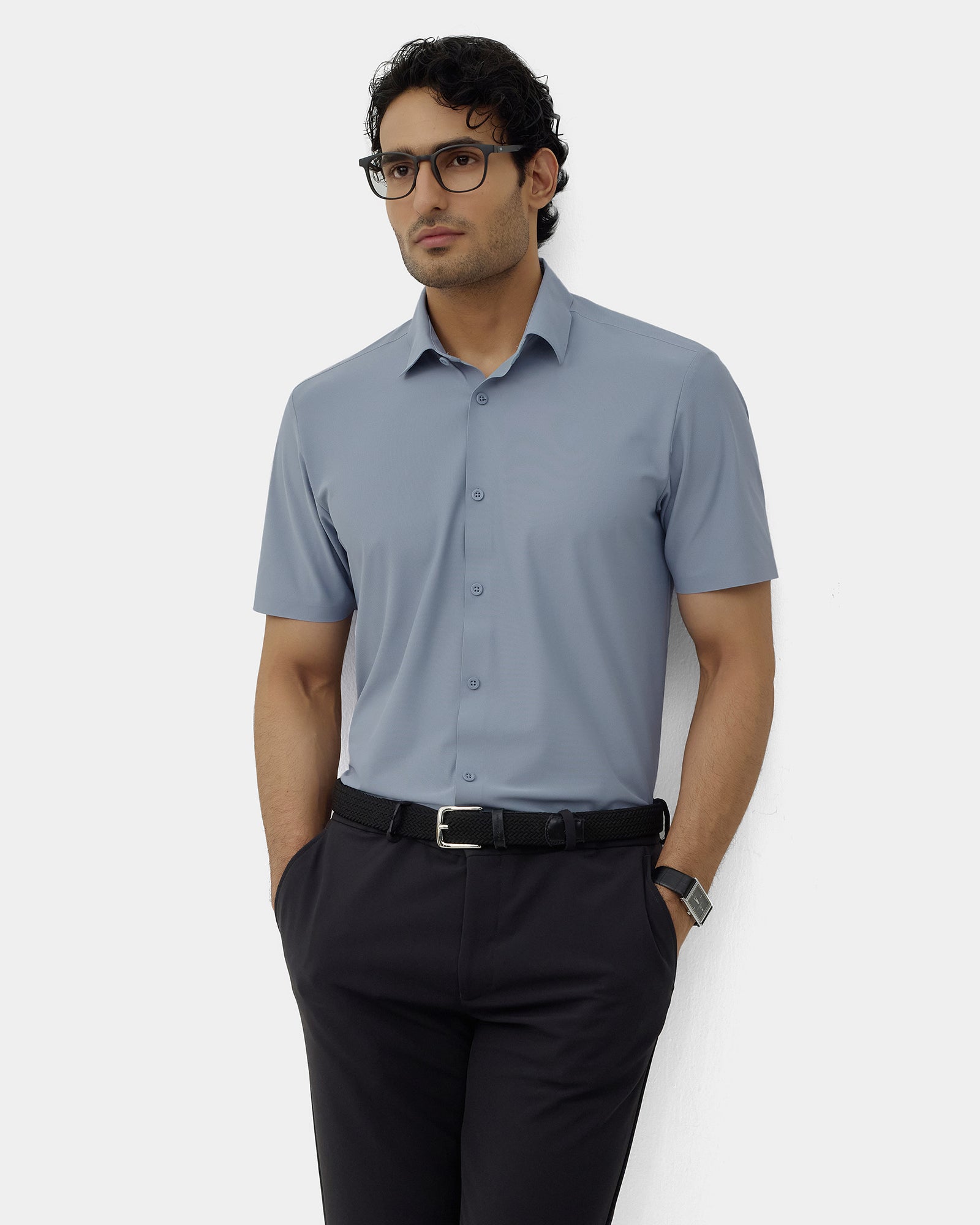 Blue TechPro Textured Shirt - Kanon