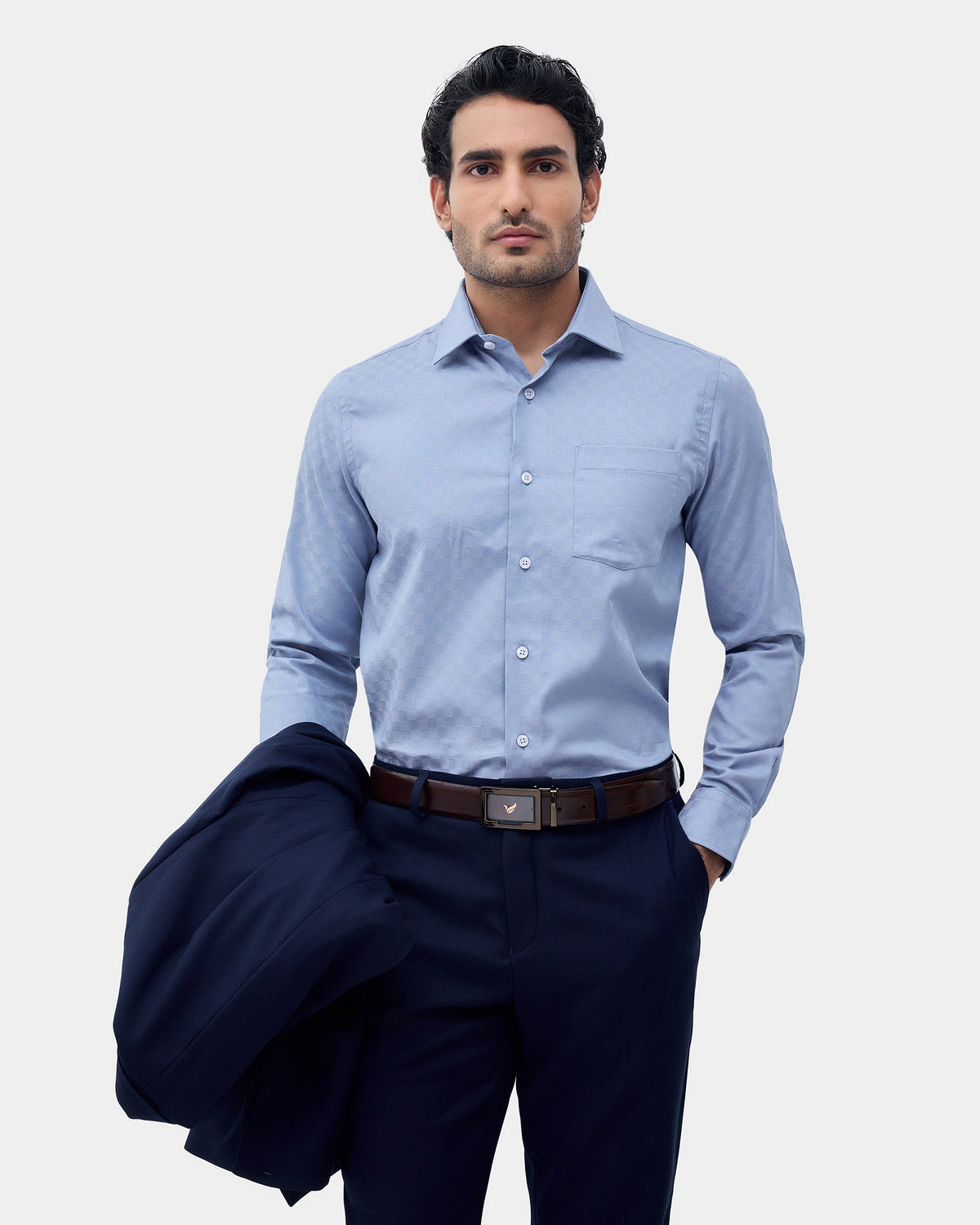 Blue Textured Shirt - Attar