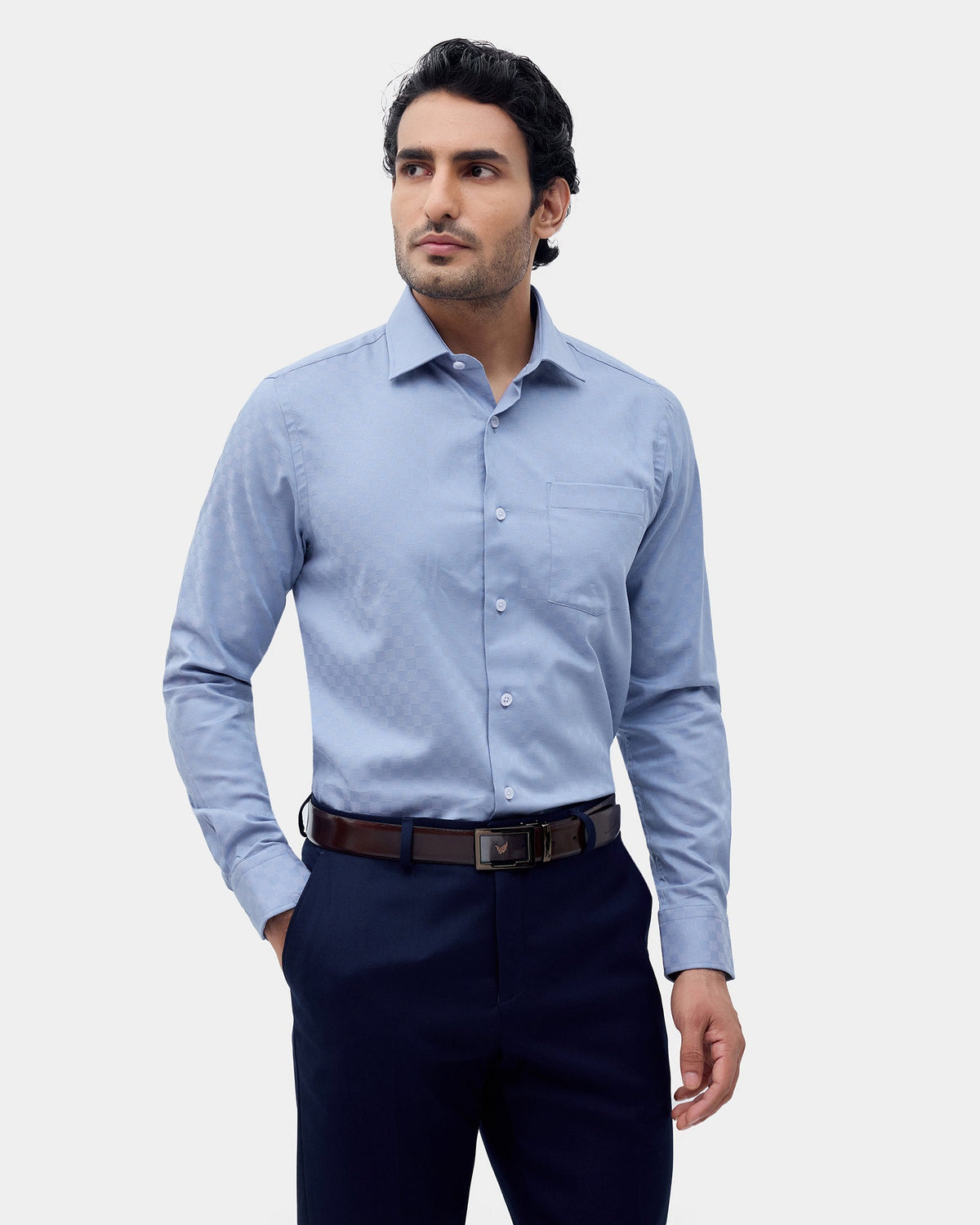 Blue Textured Shirt - Attar